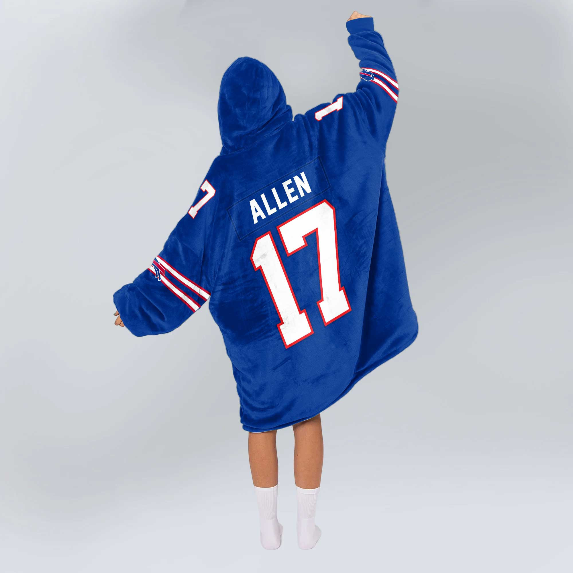 Adult 17 Buffalo Football Unisex Blanket Hoodie
