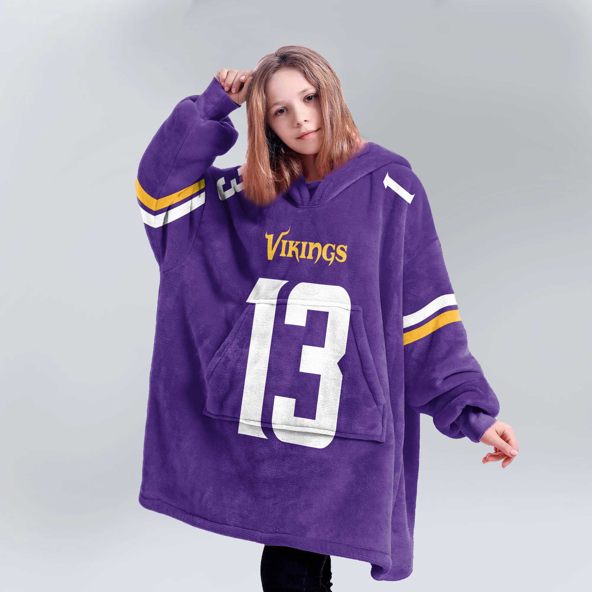 Kid 13 Minnesota Football Unisex Blanket Hoodie