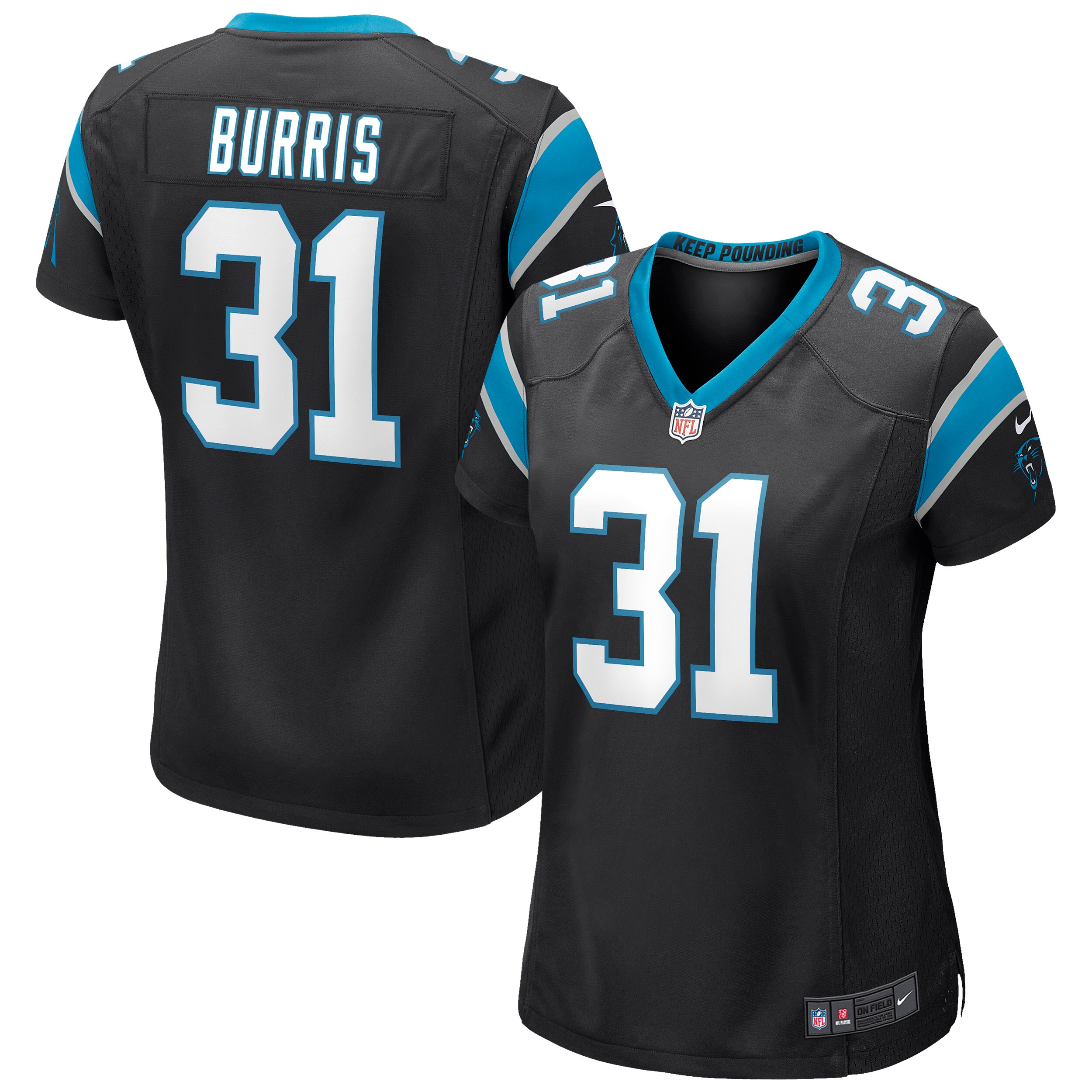 Juston Burris Carolina Panthers  Women's Game Jersey - Black