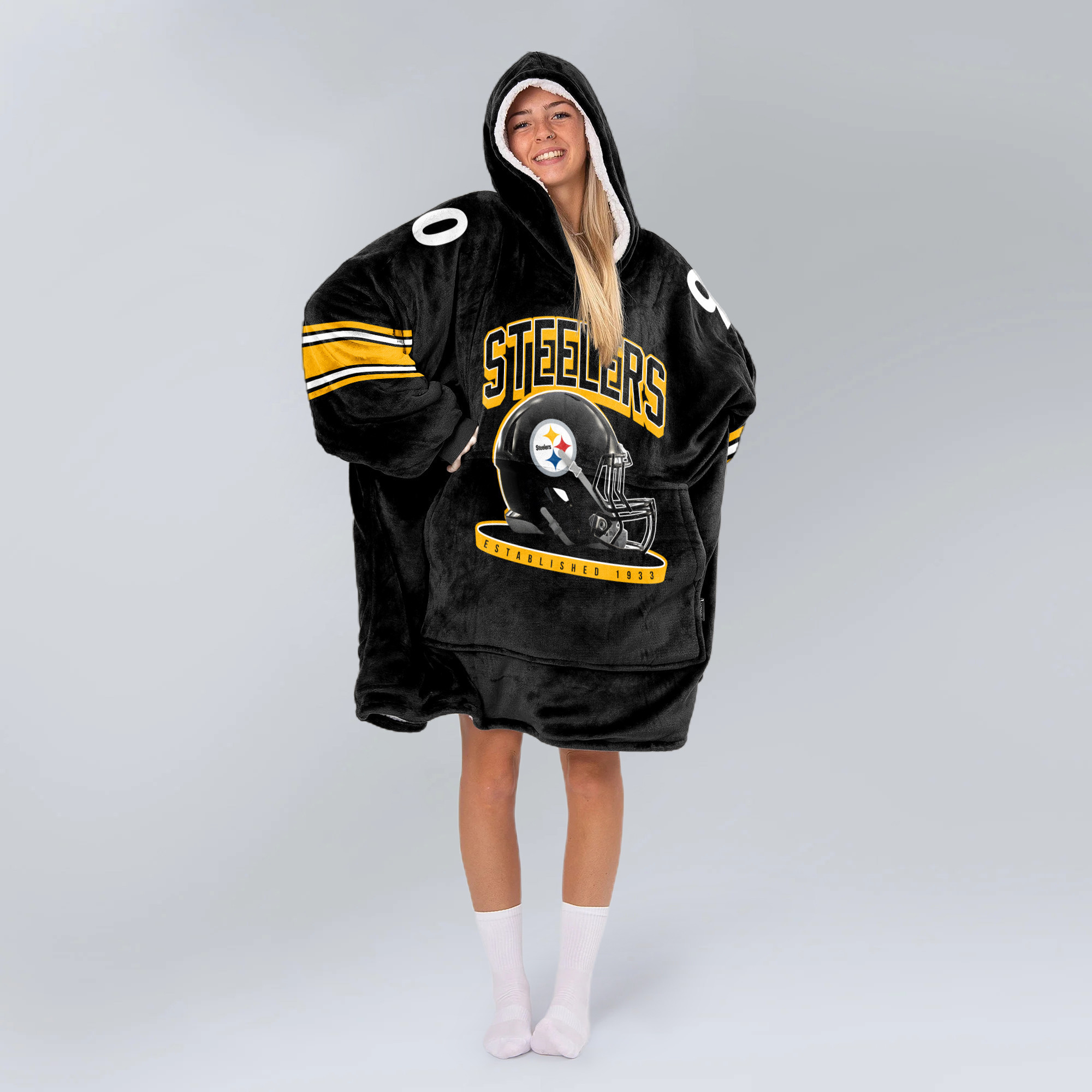 Adult 90 Pittsburgh Football Unisex Blanket Hoodie
