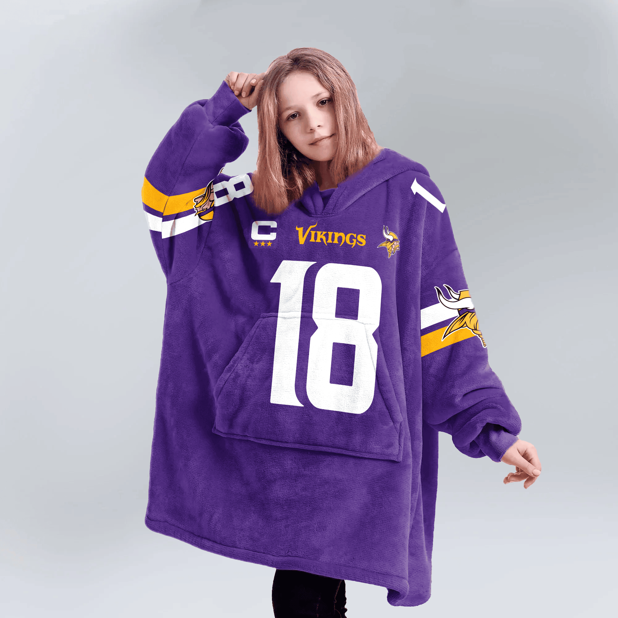 Kid 18 Minnesota Football Unisex Blanket Hoodie