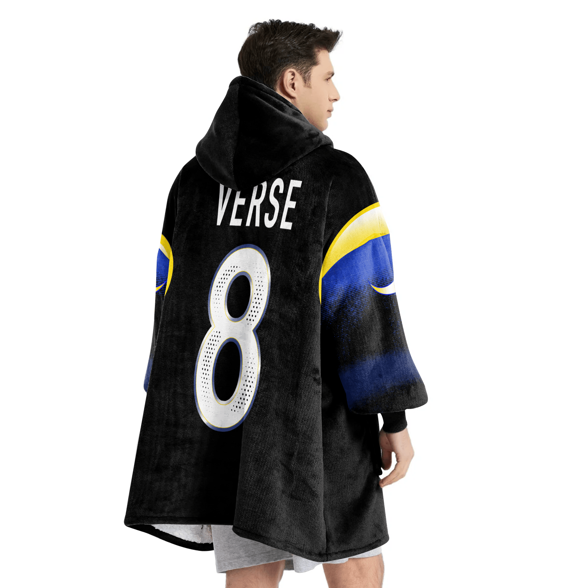 Adult J.V 8 Los Angeles R Football Unisex Blanket Hoodie