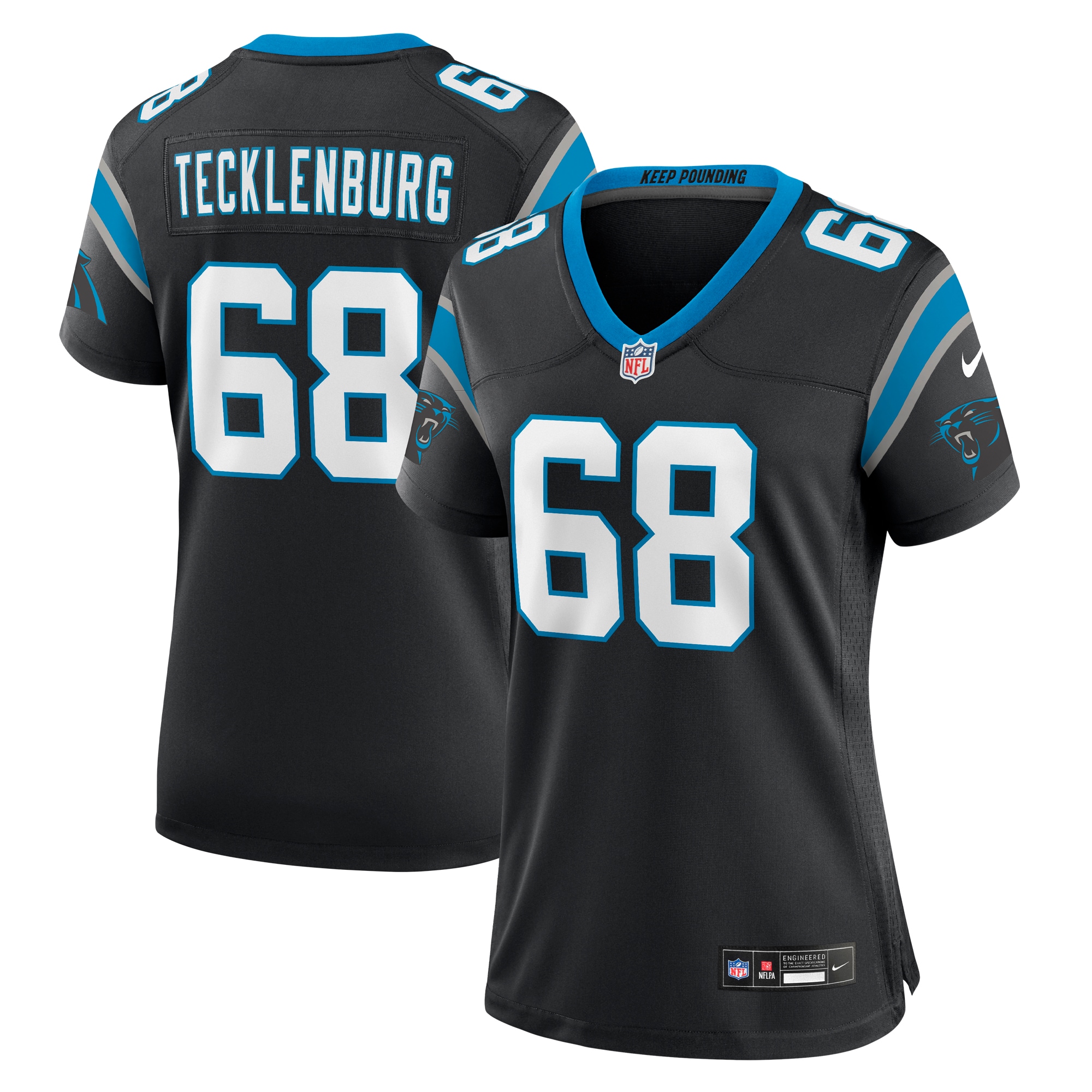 Sam Tecklenburg Carolina Panthers  Women's Team Game Jersey - Black