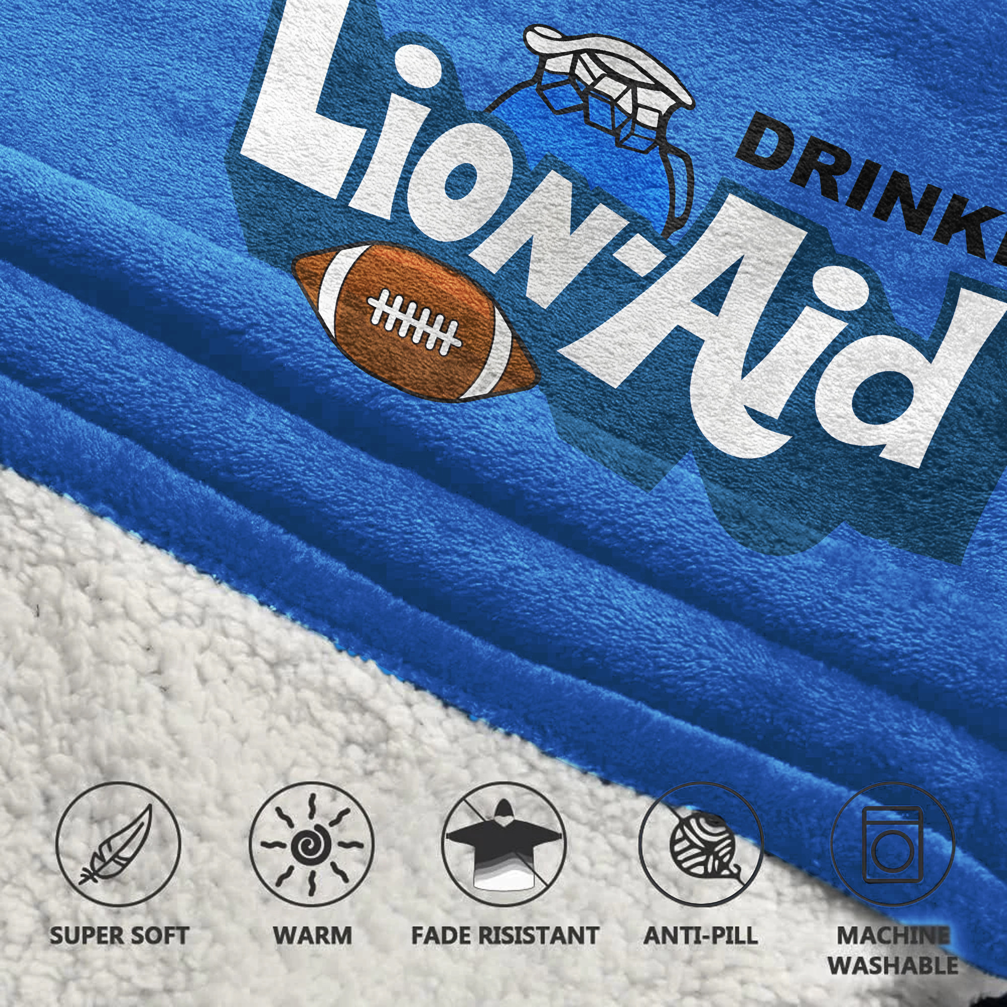 Adult Detroit Football Unisex Blanket Hoodie