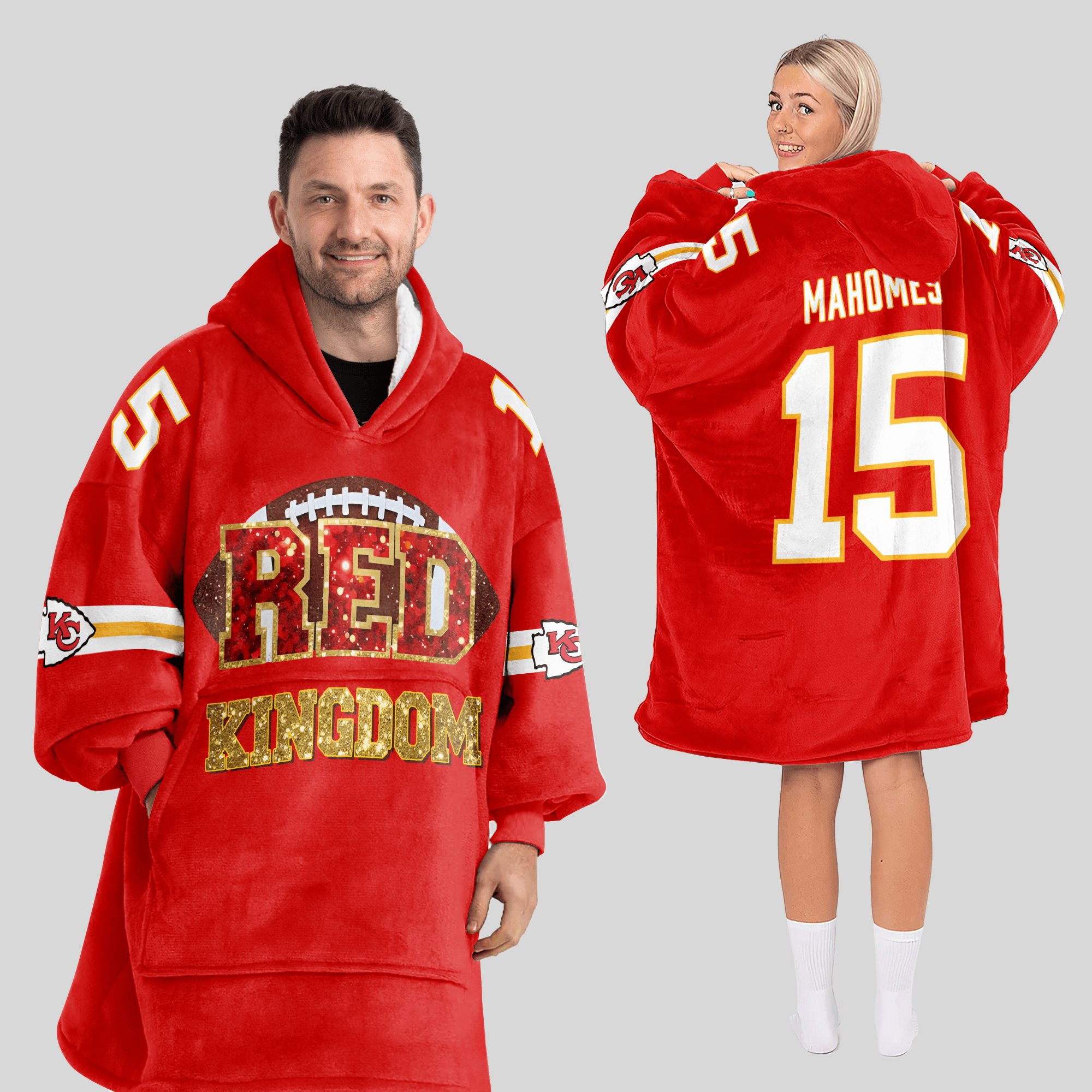 Red Kingdom Kansas City Football Unisex Blanket Hoodie