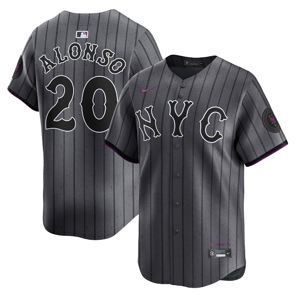 Men's New York Mets #20 Pete Alonso  Graphite 2024 City Connect Limited Player Jersey