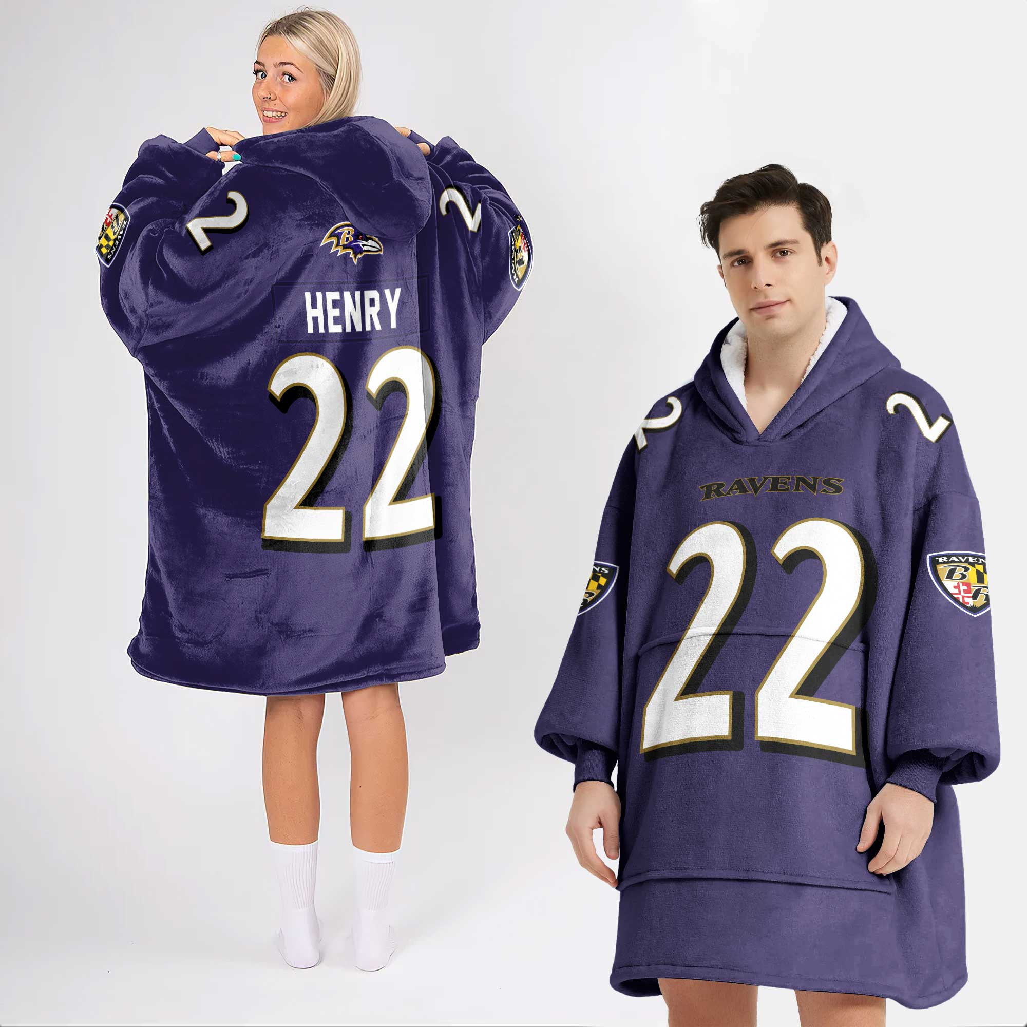 Adult 22 Baltimore Football Unisex Blanket Hoodie