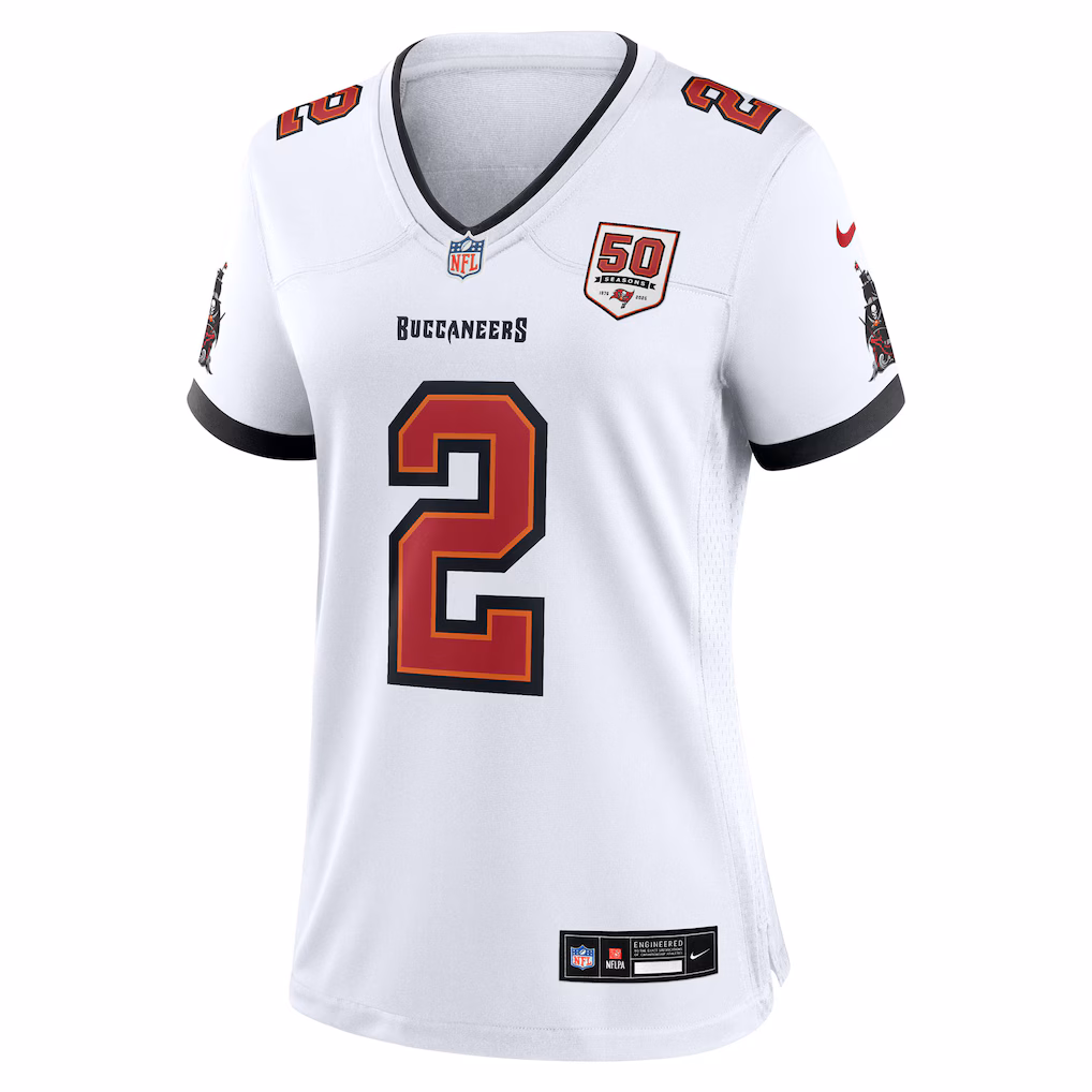 Emeka Egbuka #2 Tampa Bay Buccaneers Women's 50th Season Game Jersey - White