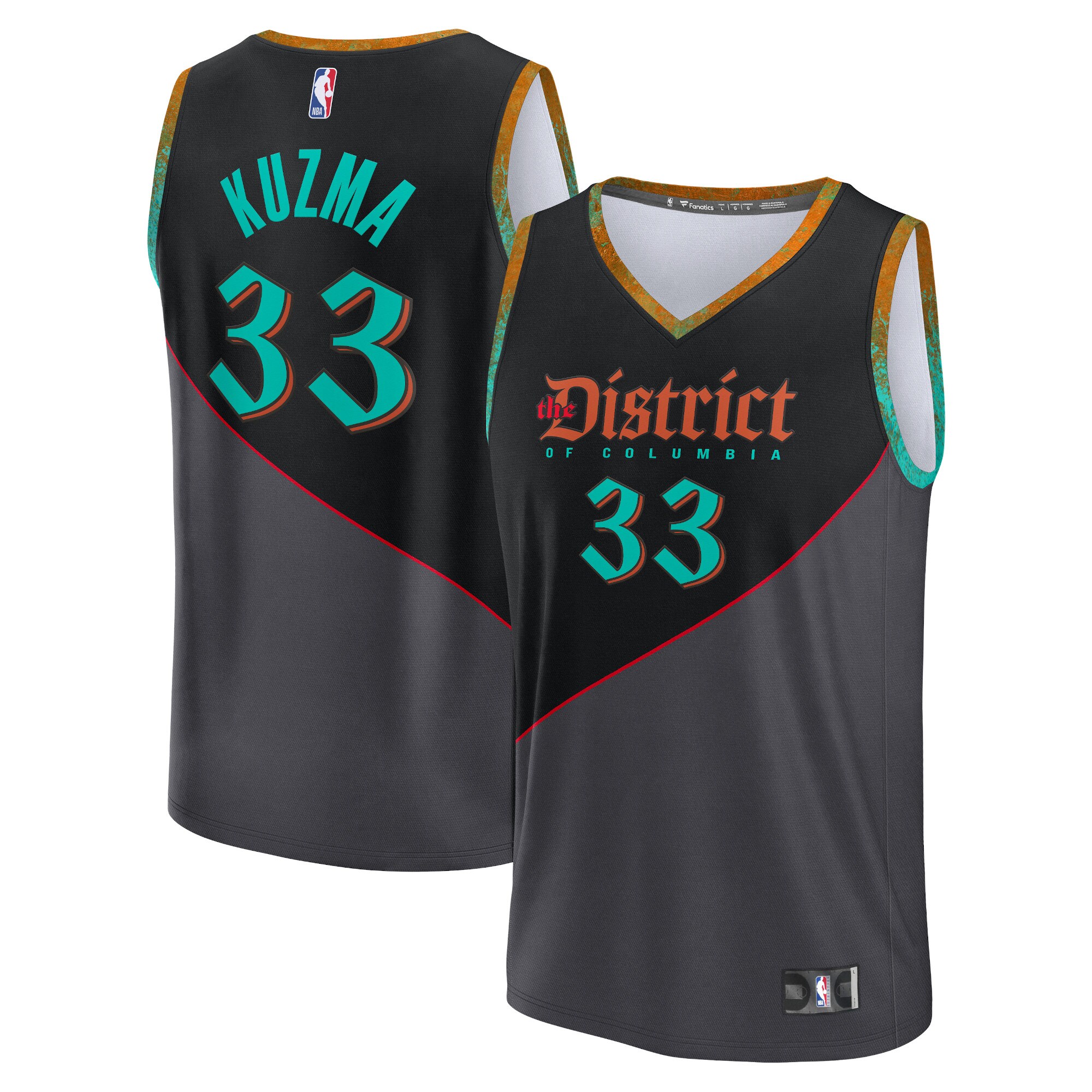 Youth Washington Wizards Kyle Kuzma  Black 2023/24 Fast Break Jersey - City Edition