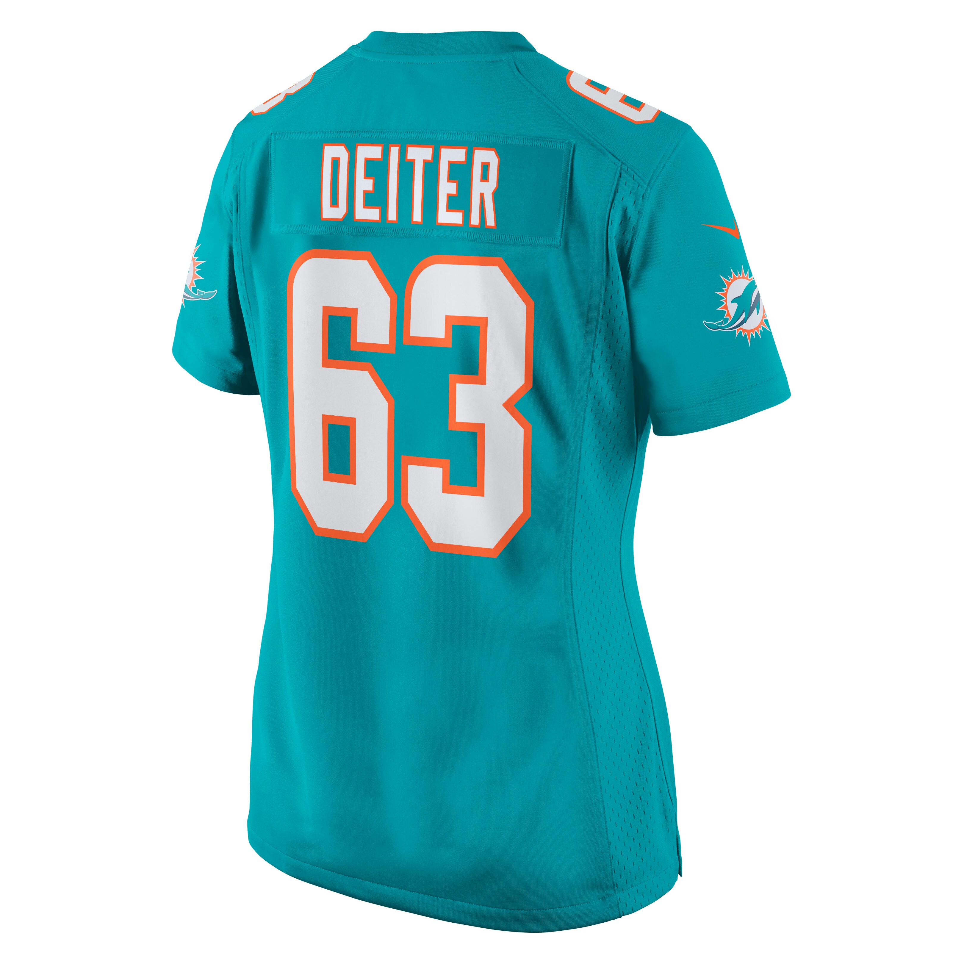 Michael Deiter Miami Dolphins Women's Game Jersey - Aqua