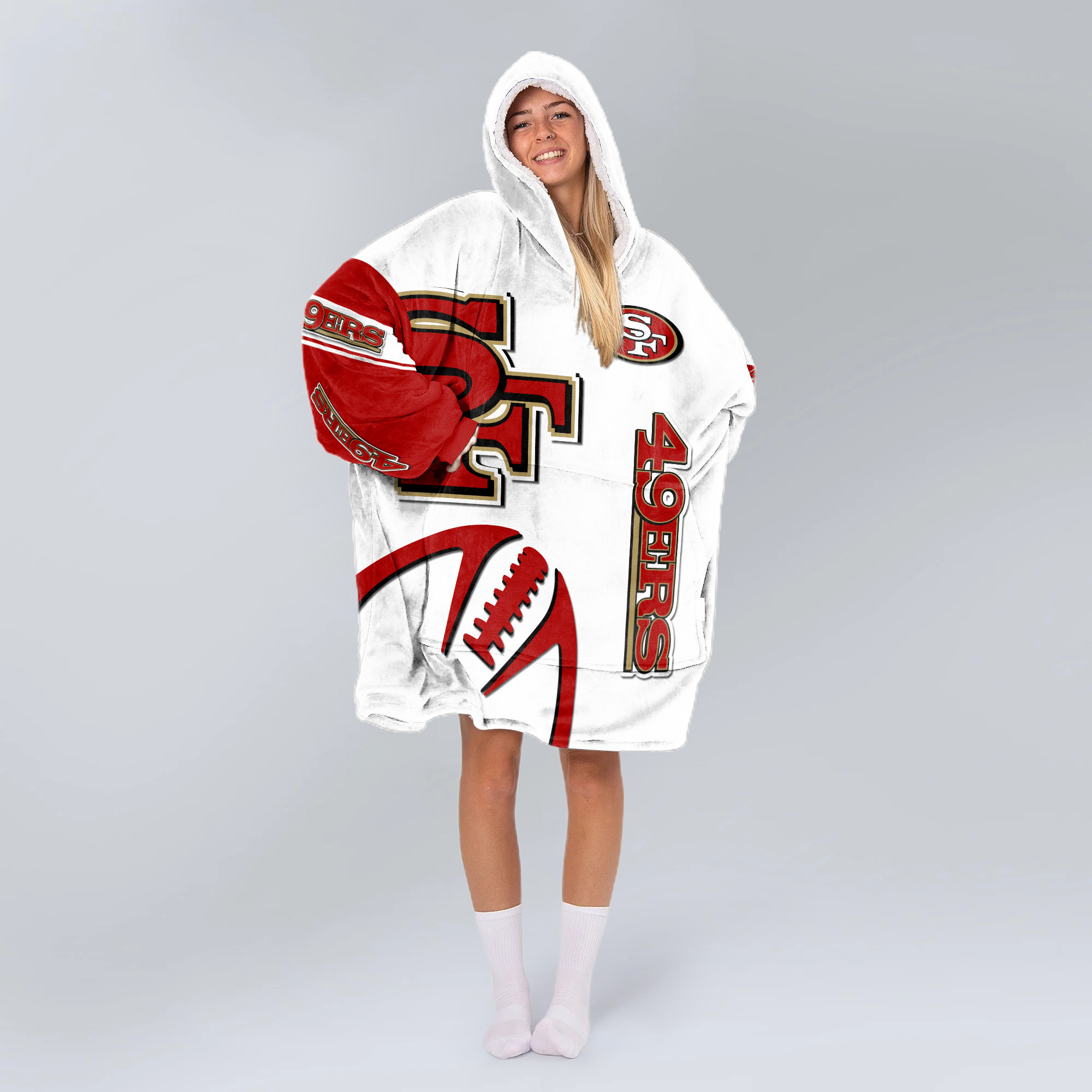 Adult San Francisco 49ers Football Unisex Blanket Hoodie