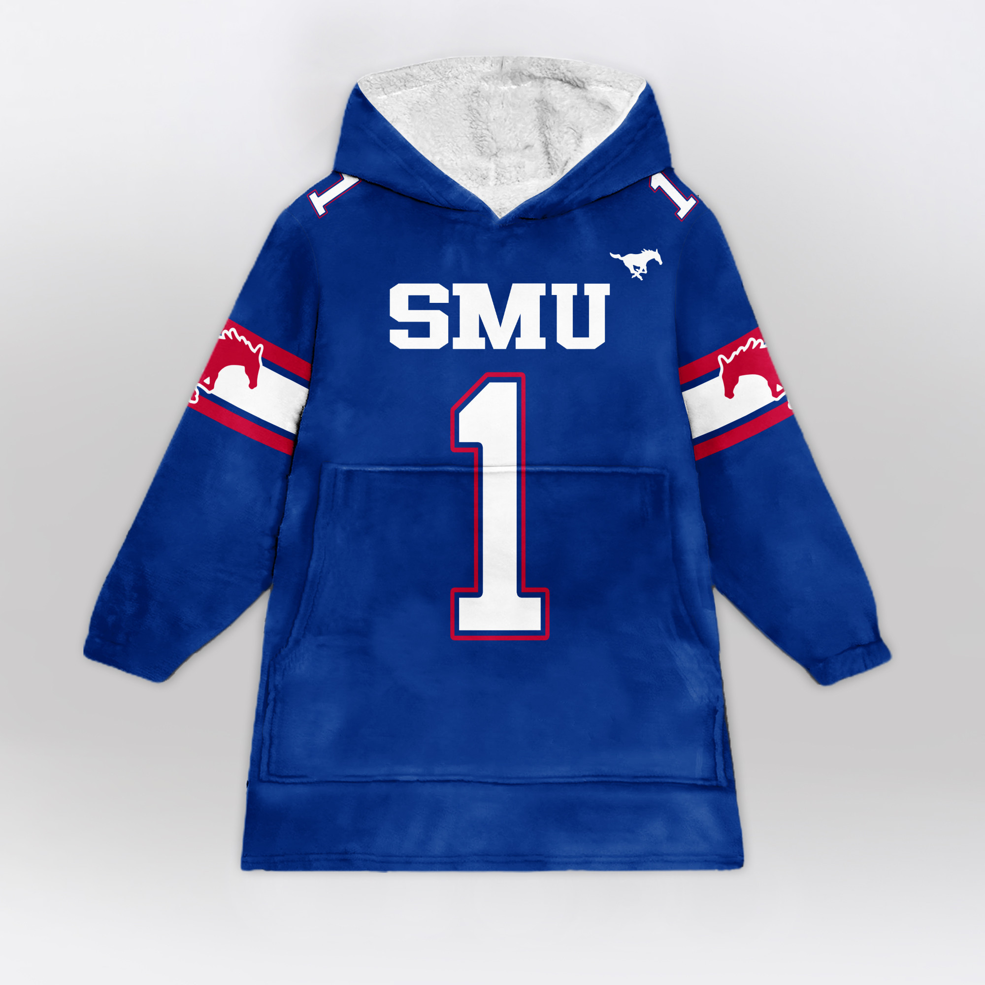 Adult #1 SMU Football Unisex Blanket Hoodie