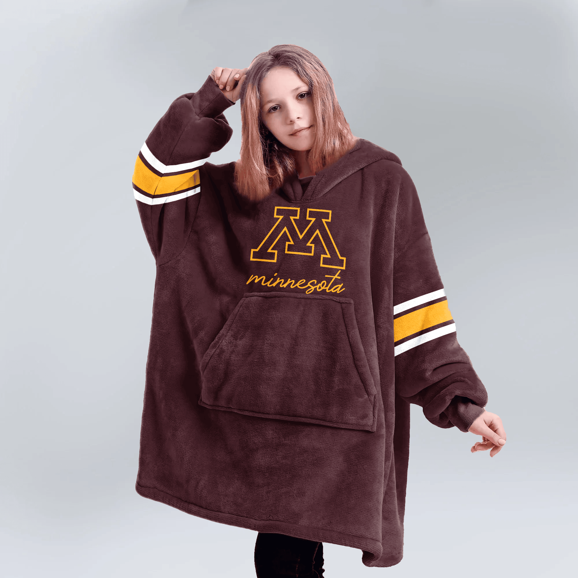 Kid Minnesota Football Unisex Blanket Hoodie