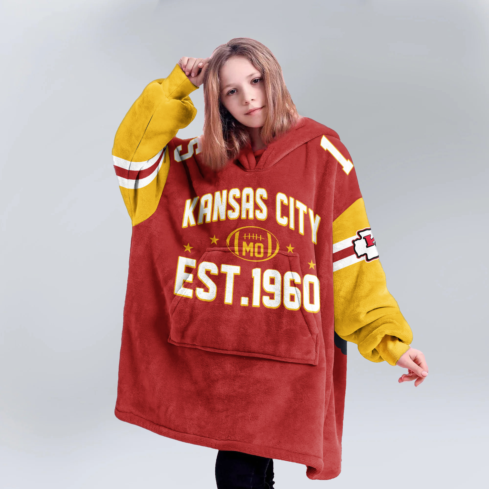 Adult PM 15 Kansas City Football Unisex Blanket Hoodie