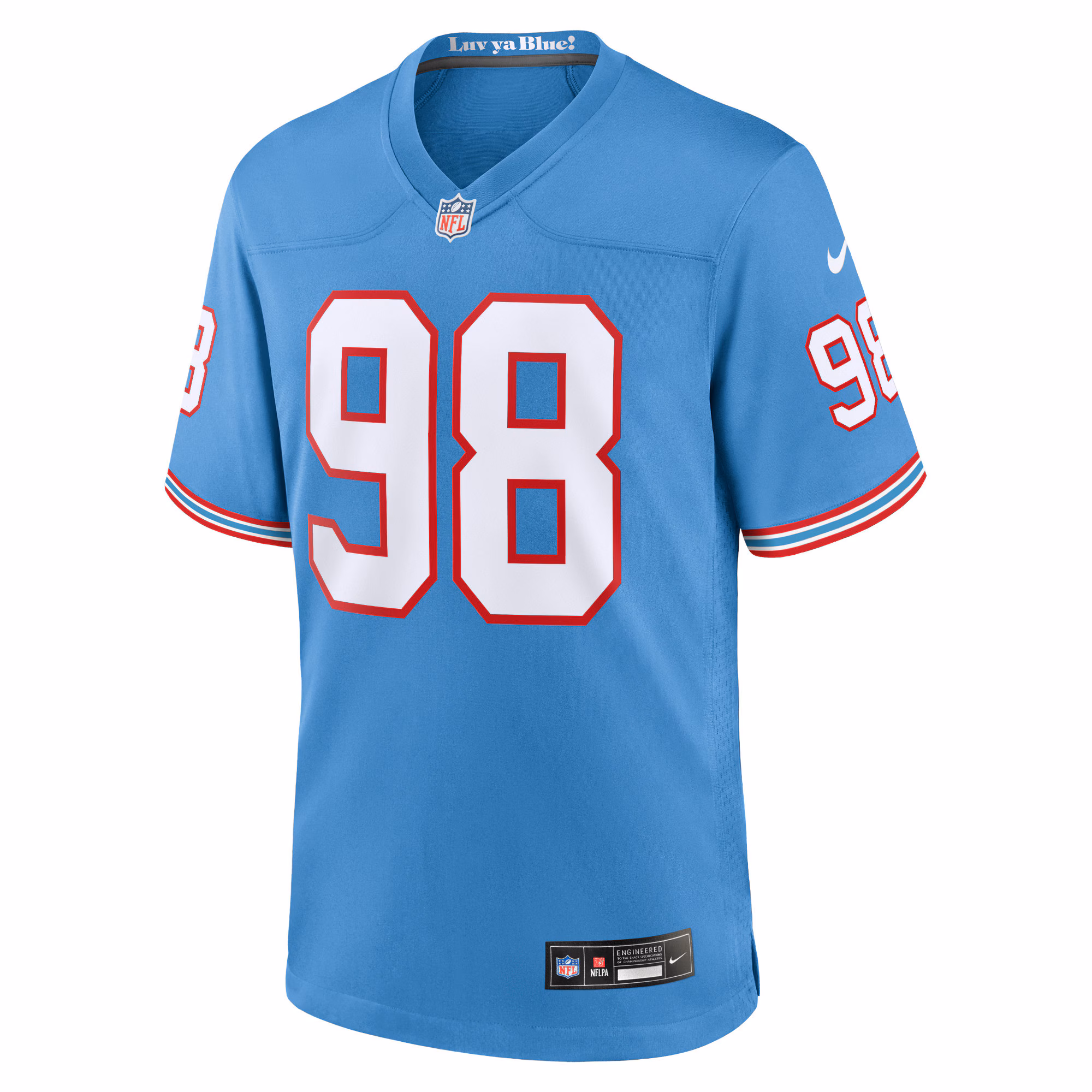 Jeffery Simmons Tennessee Titans Oilers Throwback Alternate Game Player Jersey - Light Blue