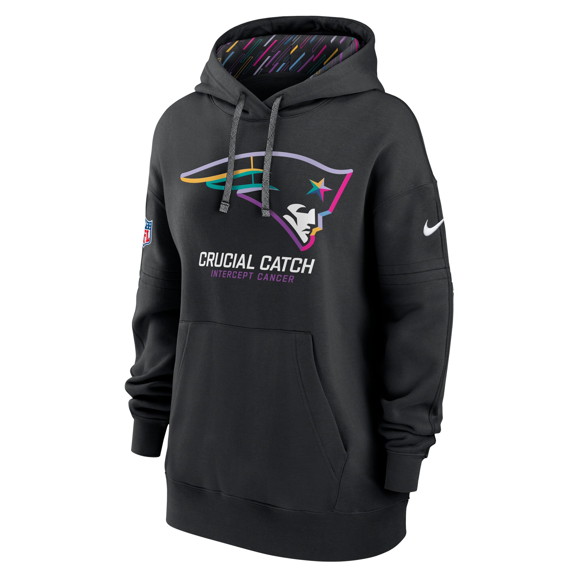 New England Patriots Women's 2024 NFL Crucial Catch Club Pullover Hoodie - Black