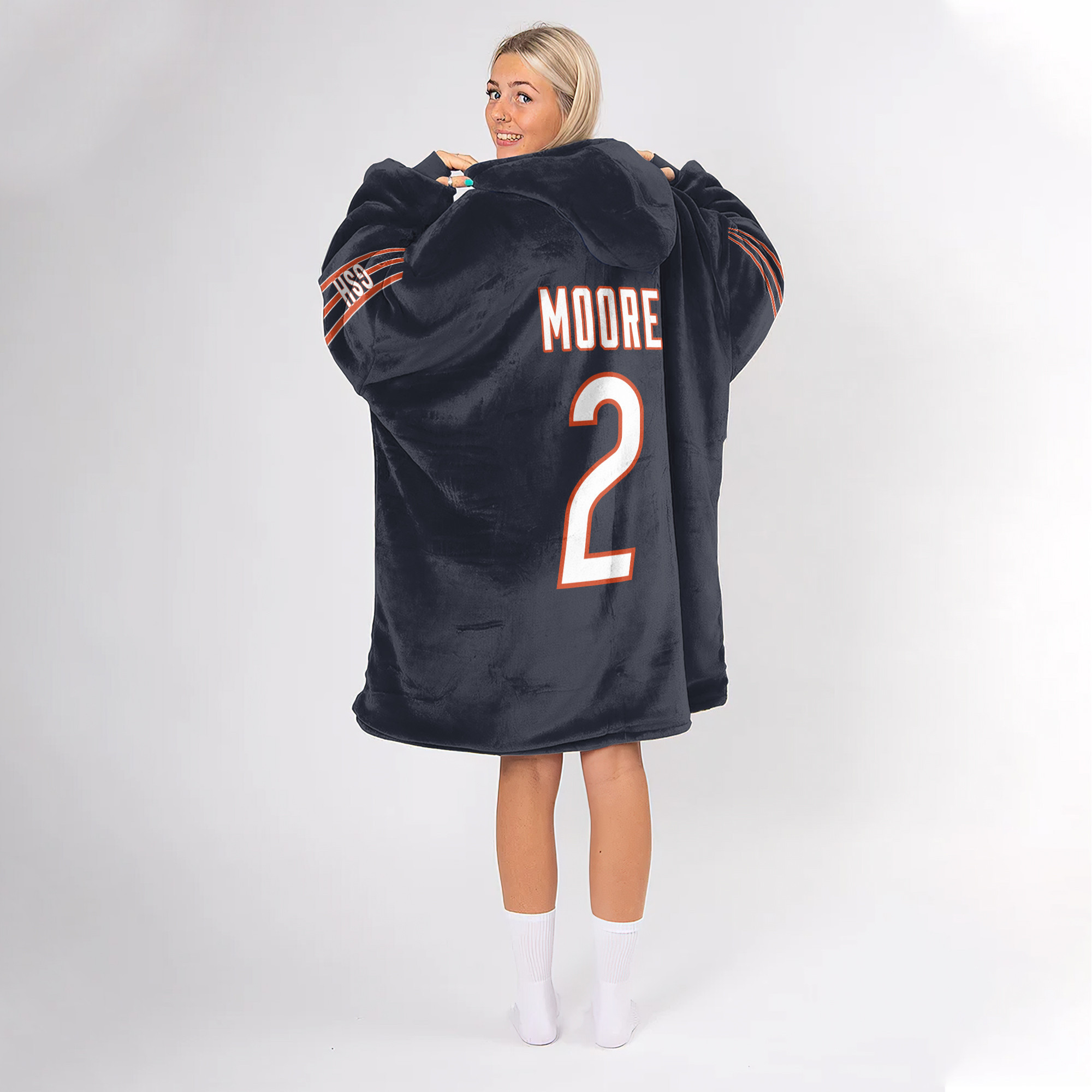 Adult 2 Chicago Football Unisex Blanket Hoodie