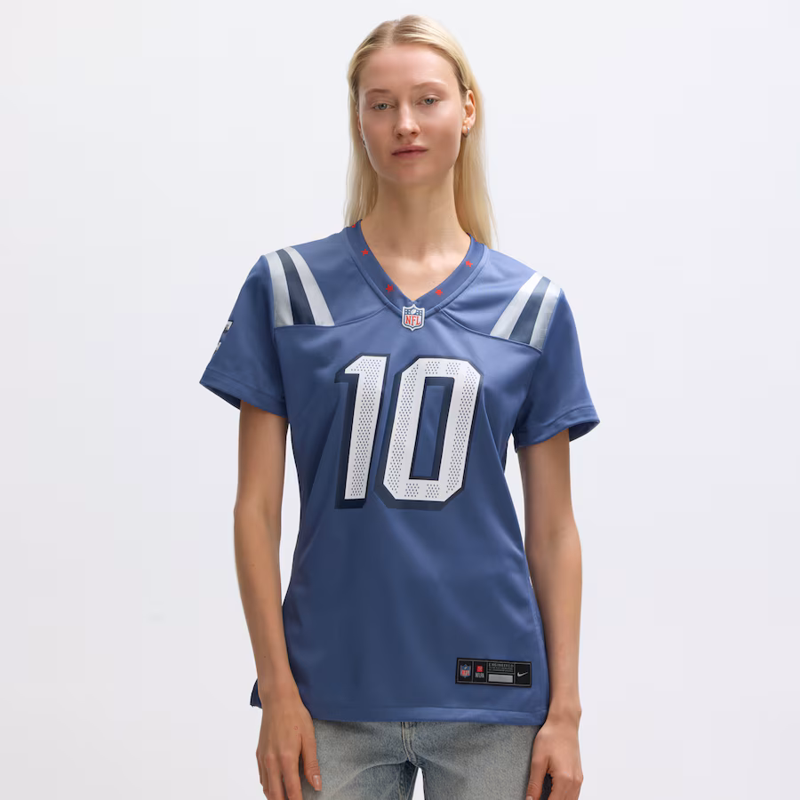 Drake Maye #10 New England Patriots Women's 2025 Rivalries Collection Game Jersey - Storm Blue