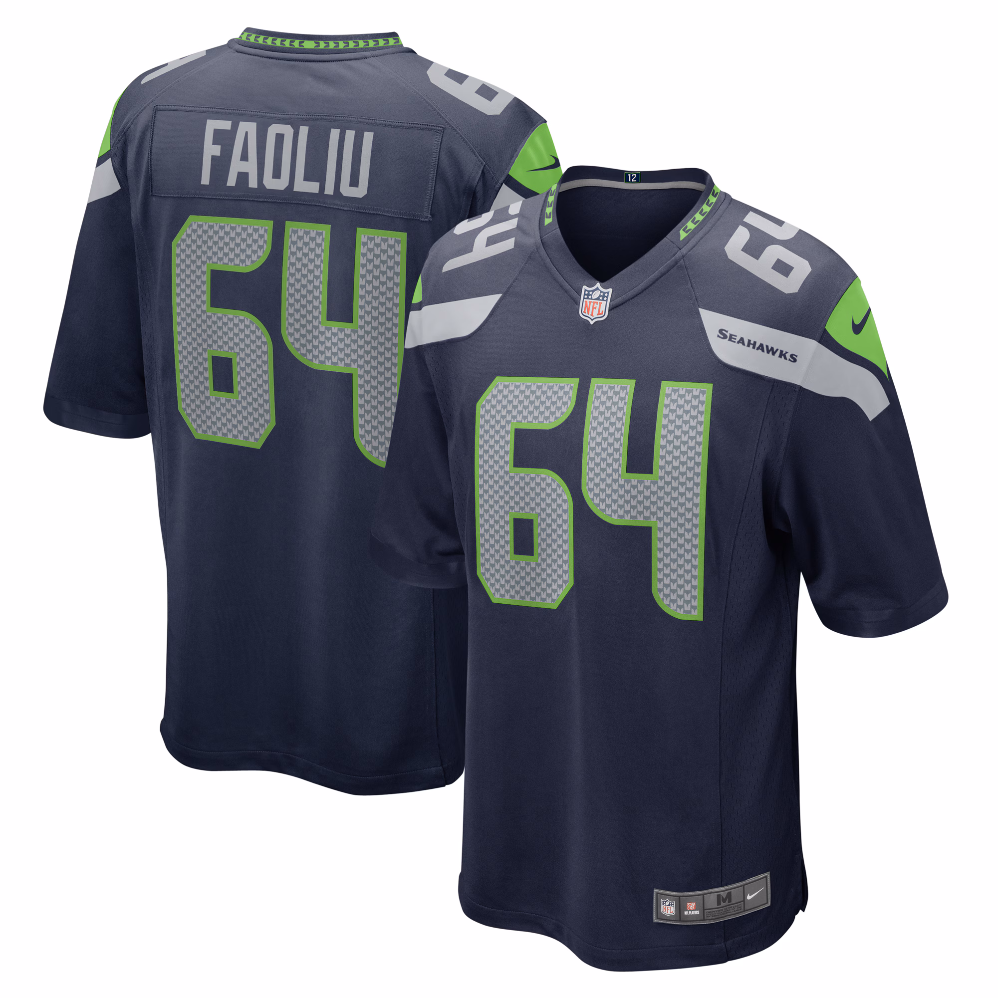 Austin Faoliu Seattle Seahawks  Game Jersey - College Navy
