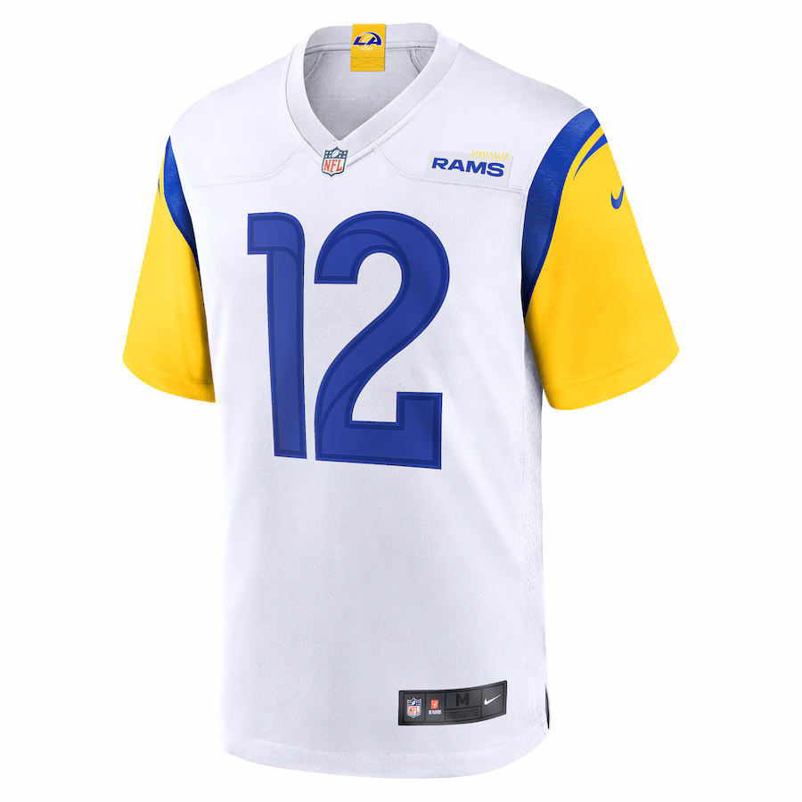 Men's Puka Nacua #12 White Los Angeles Rams Game Player Jersey