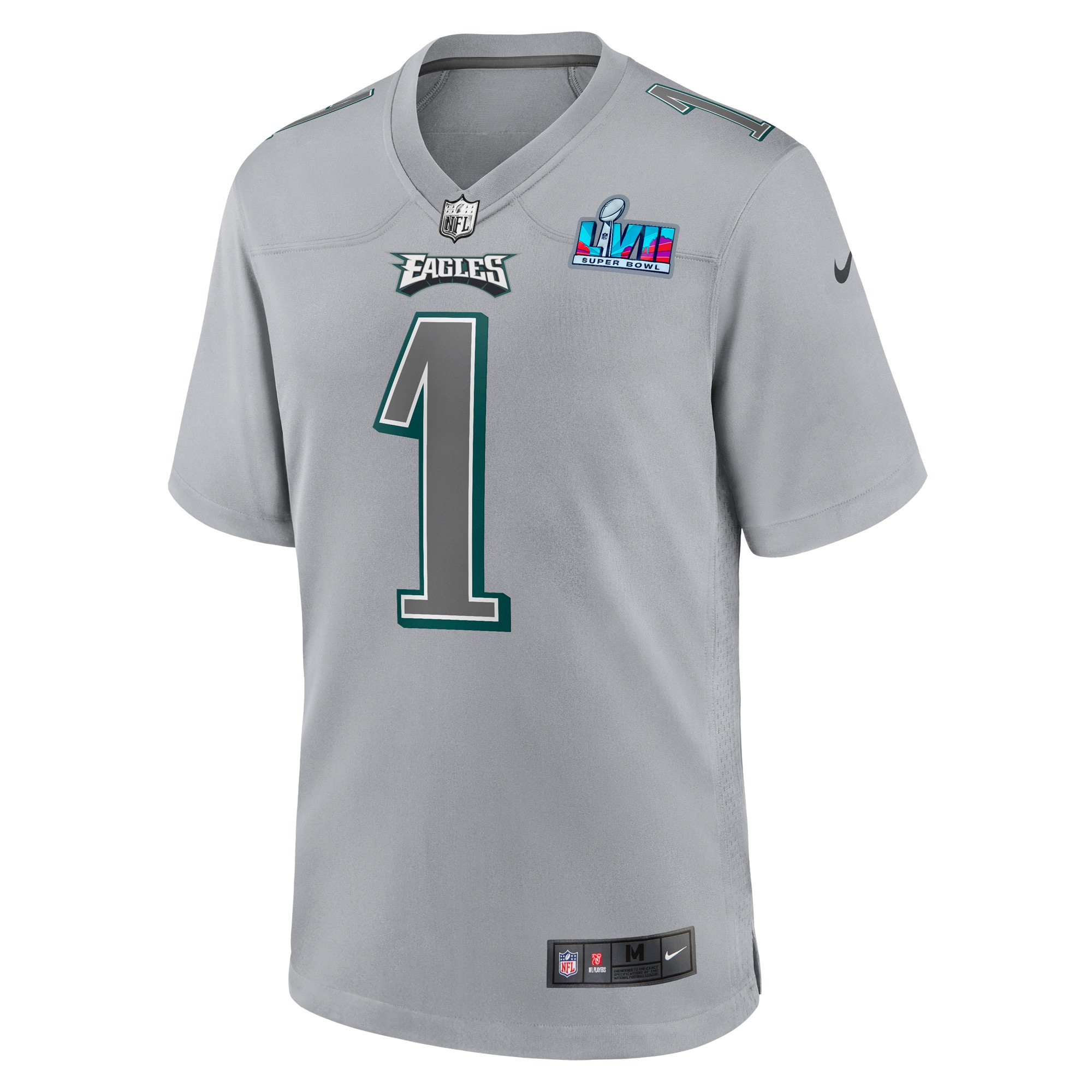 Jalen Hurts Philadelphia Eagles Youth Super Bowl LVII Patch Atmosphere Fashion Game Jersey - Gray
