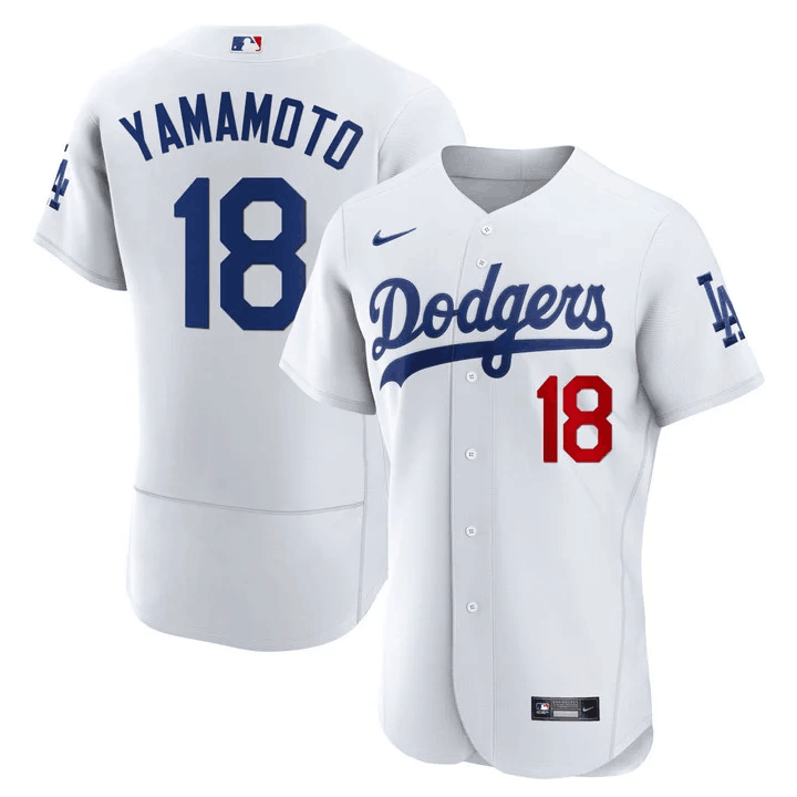 Men's Los Angeles Dodgers  #18 Yoshinobu Yamamoto  White Home Limited Player Jersey