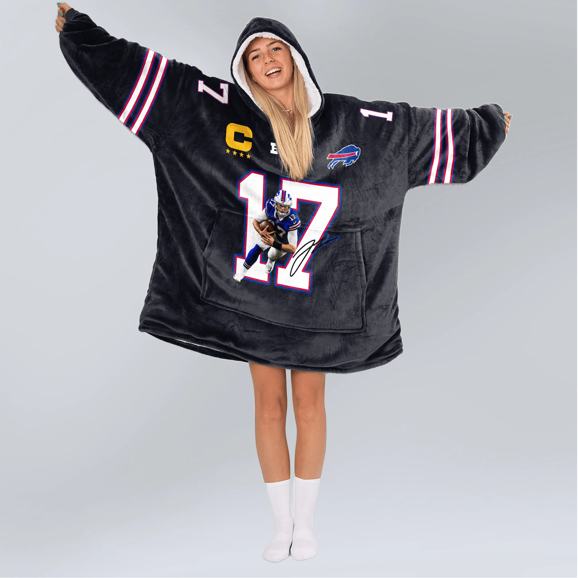 Captain J.A 17 Buffalo Football Unisex Blanket Hoodie