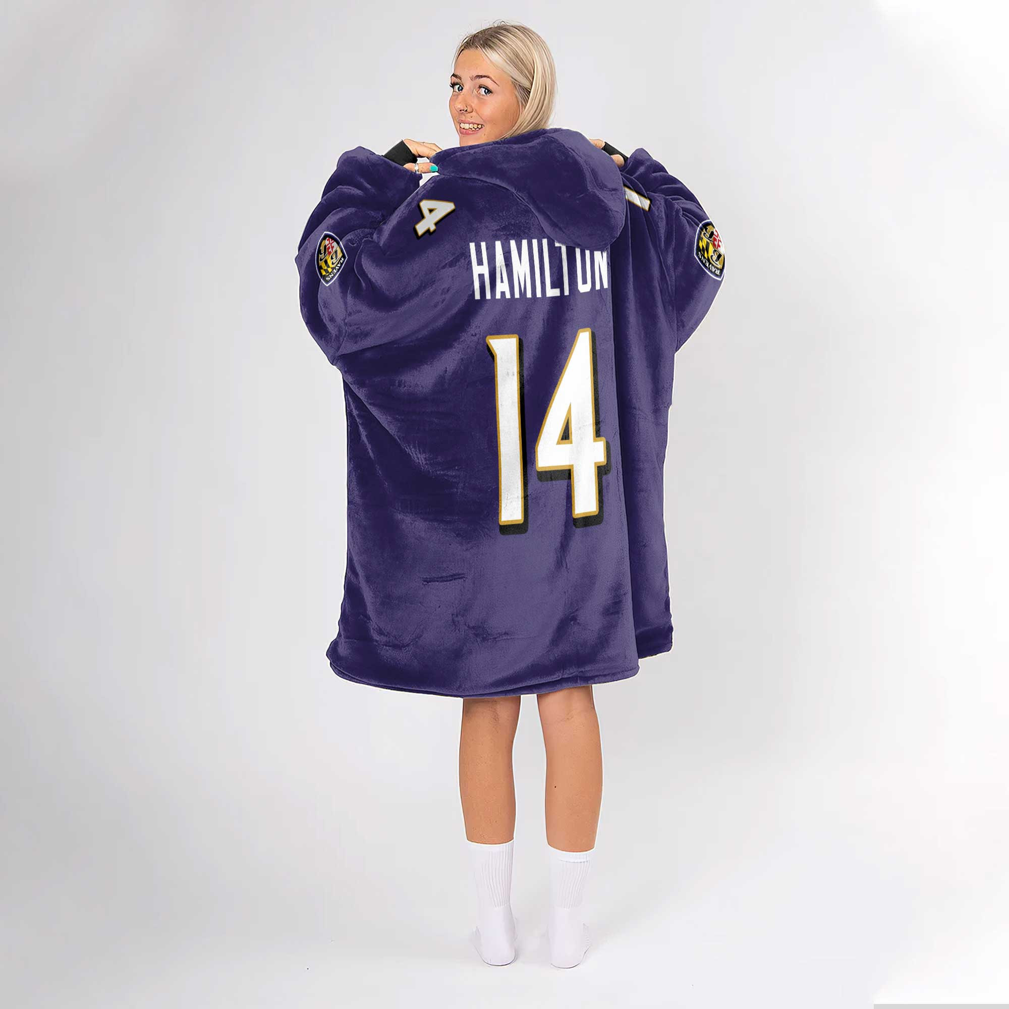 Adult 14 Baltimore Football Unisex Blanket Hoodie