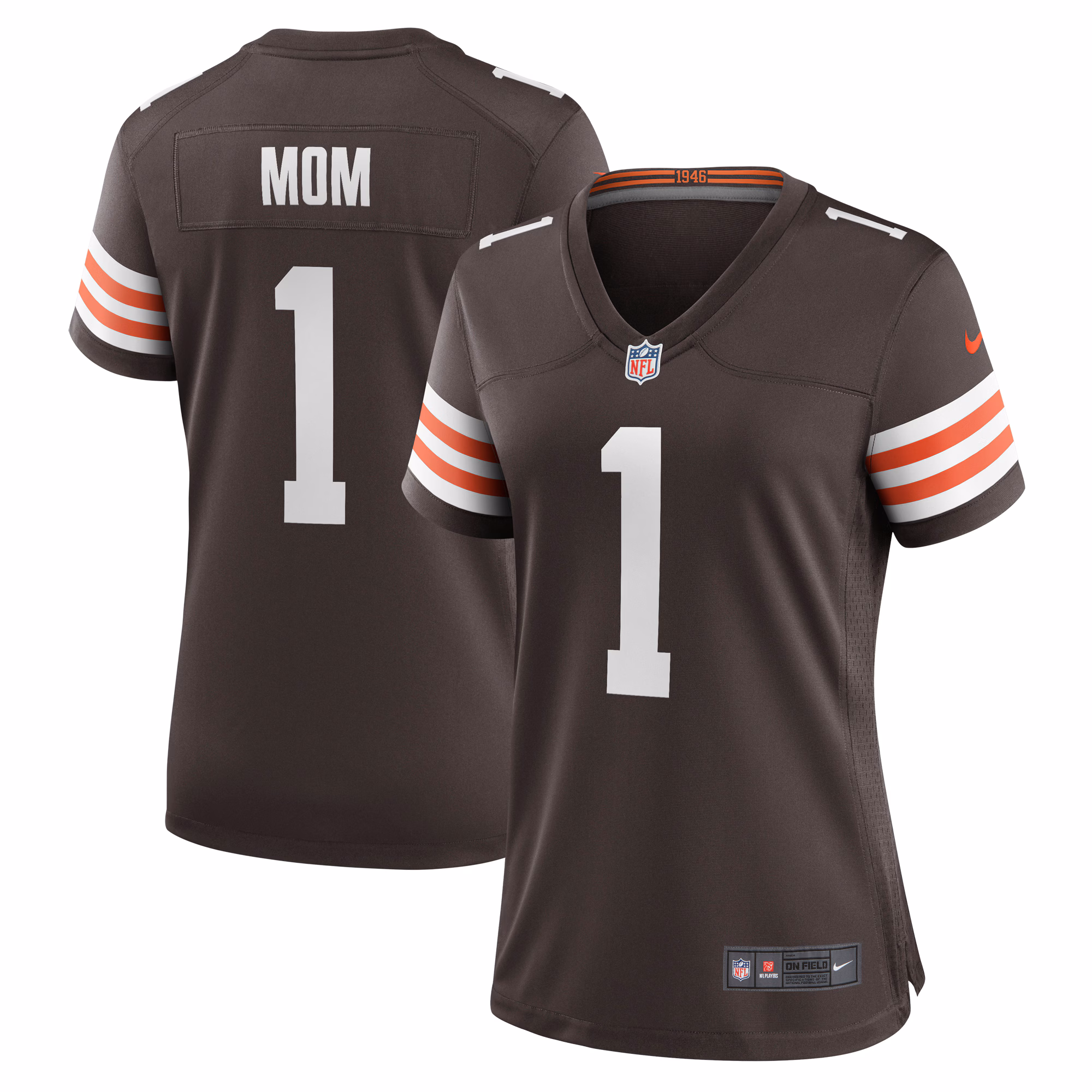 Number 1 Mom Cleveland Browns Women's Game Jersey - Brown