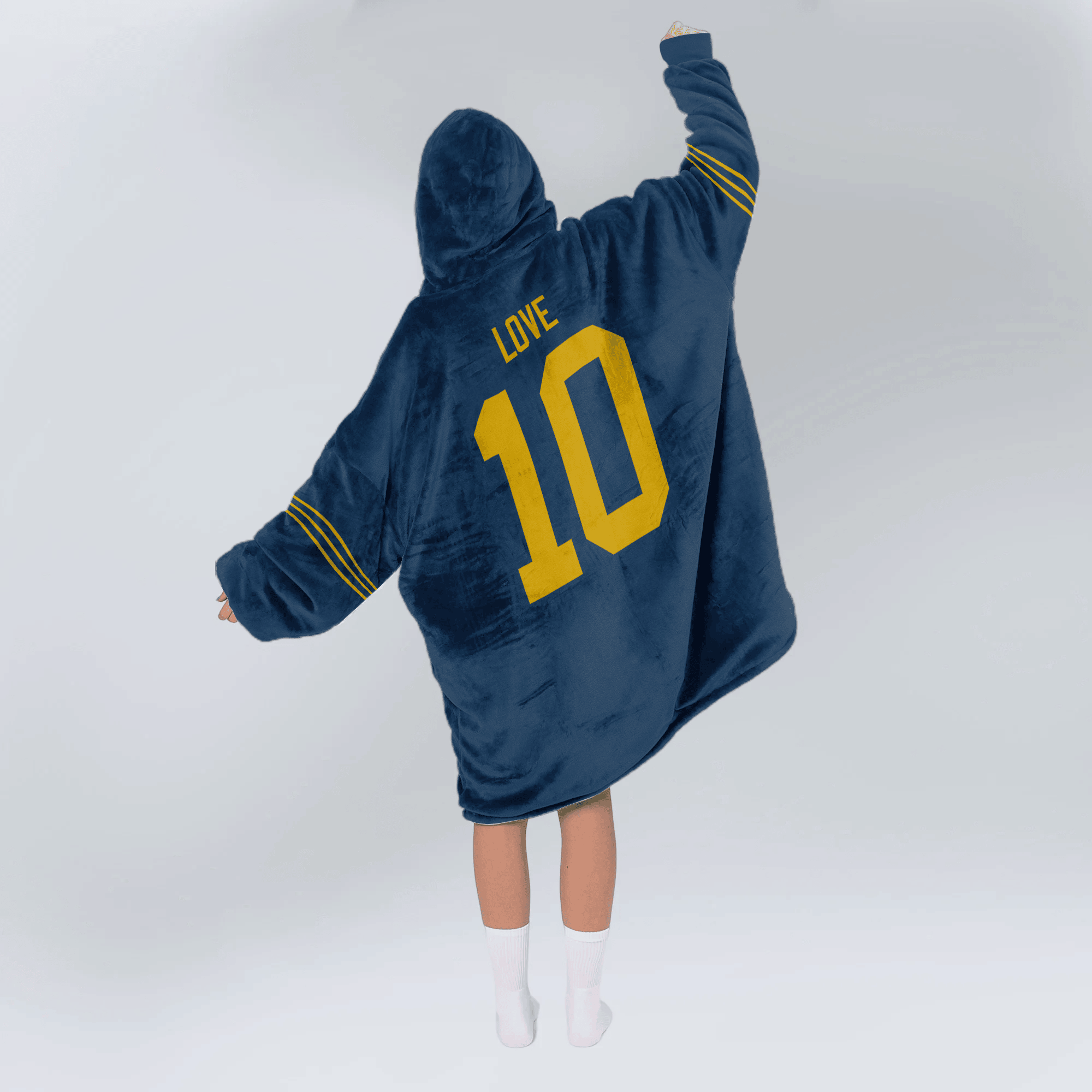Adult J.L 10 Captain Green Bay Football Unisex Blanket Hoodie