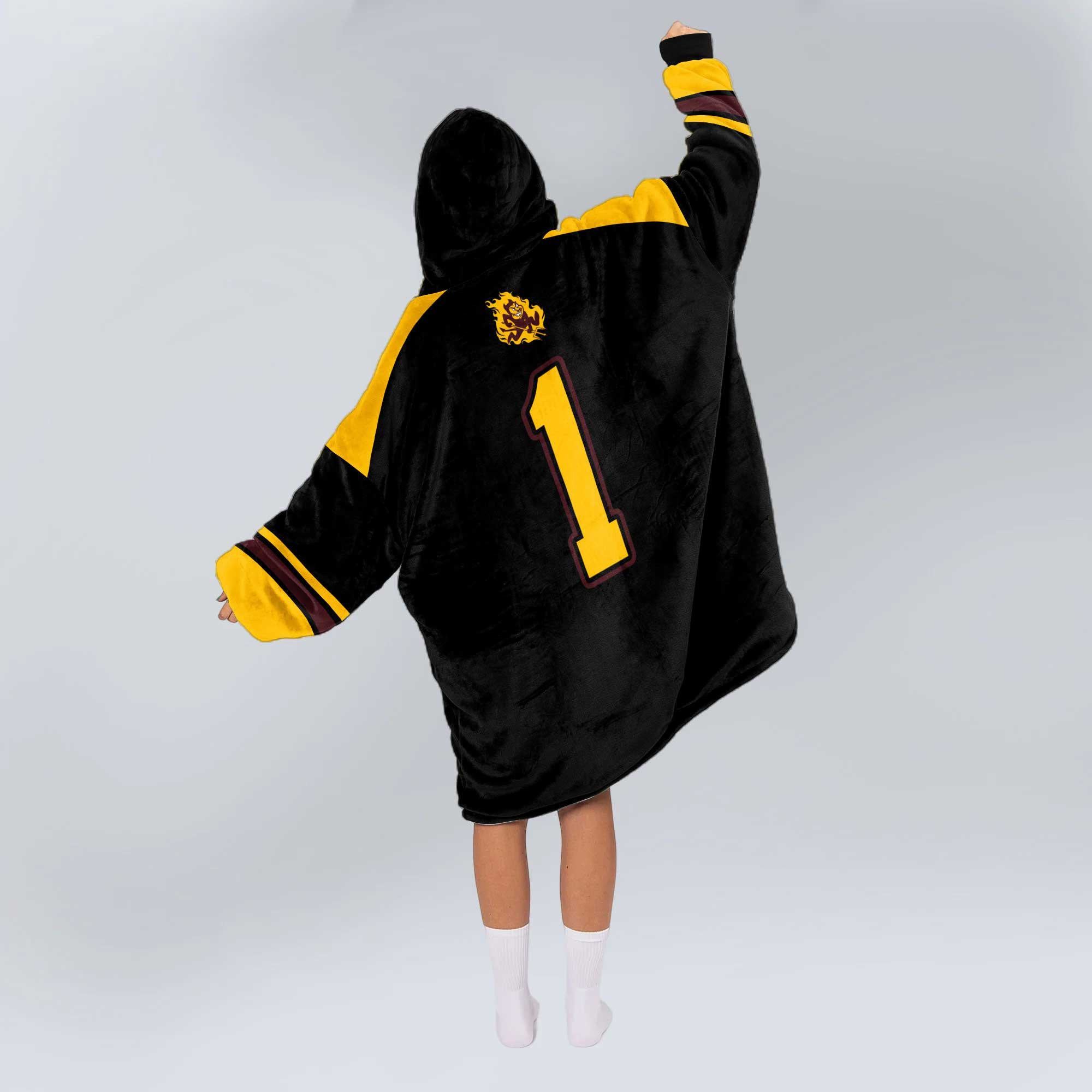 Adult #1 Arizona State Football Unisex Blanket Hoodie