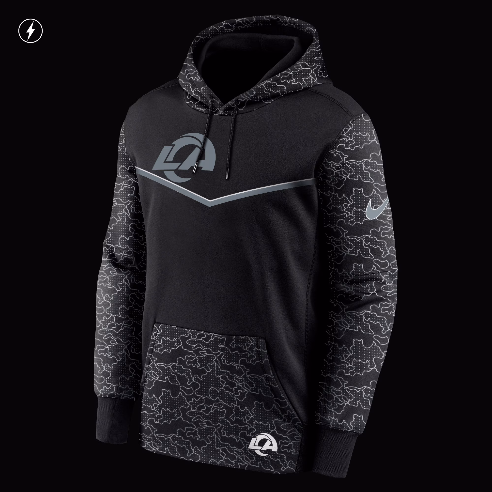 Los Angeles Rams RFLCTV Chevron Pullover Hoodie - Black