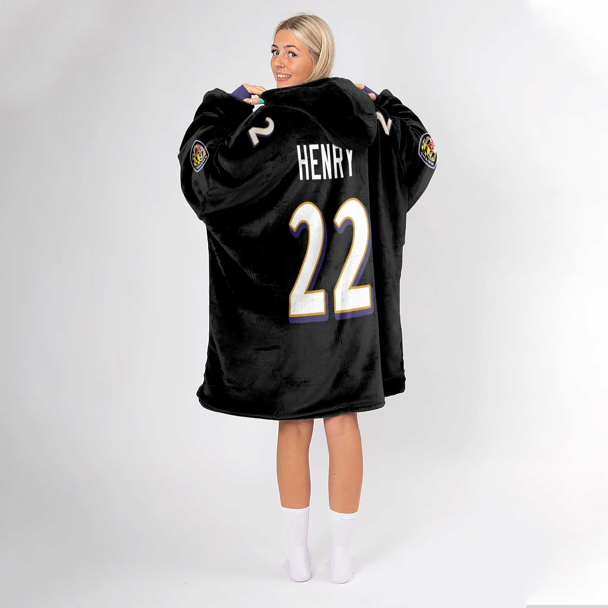 Adult 22 Baltimore Football Unisex Blanket Hoodie