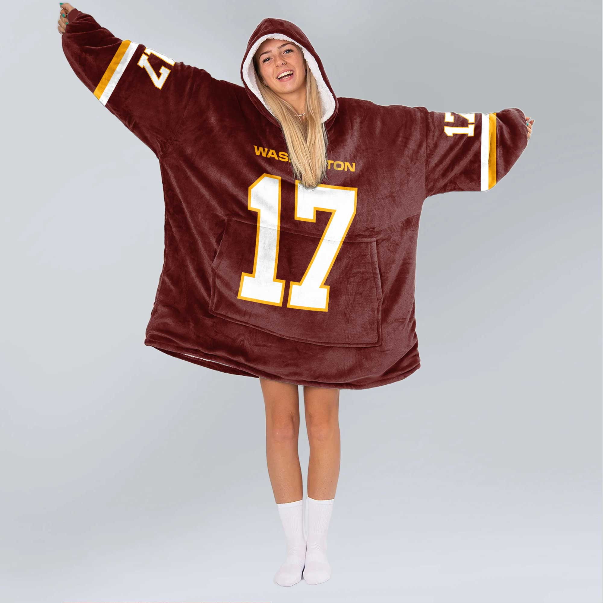 Adult 17 Washington Football Unisex Blanket Hoodie