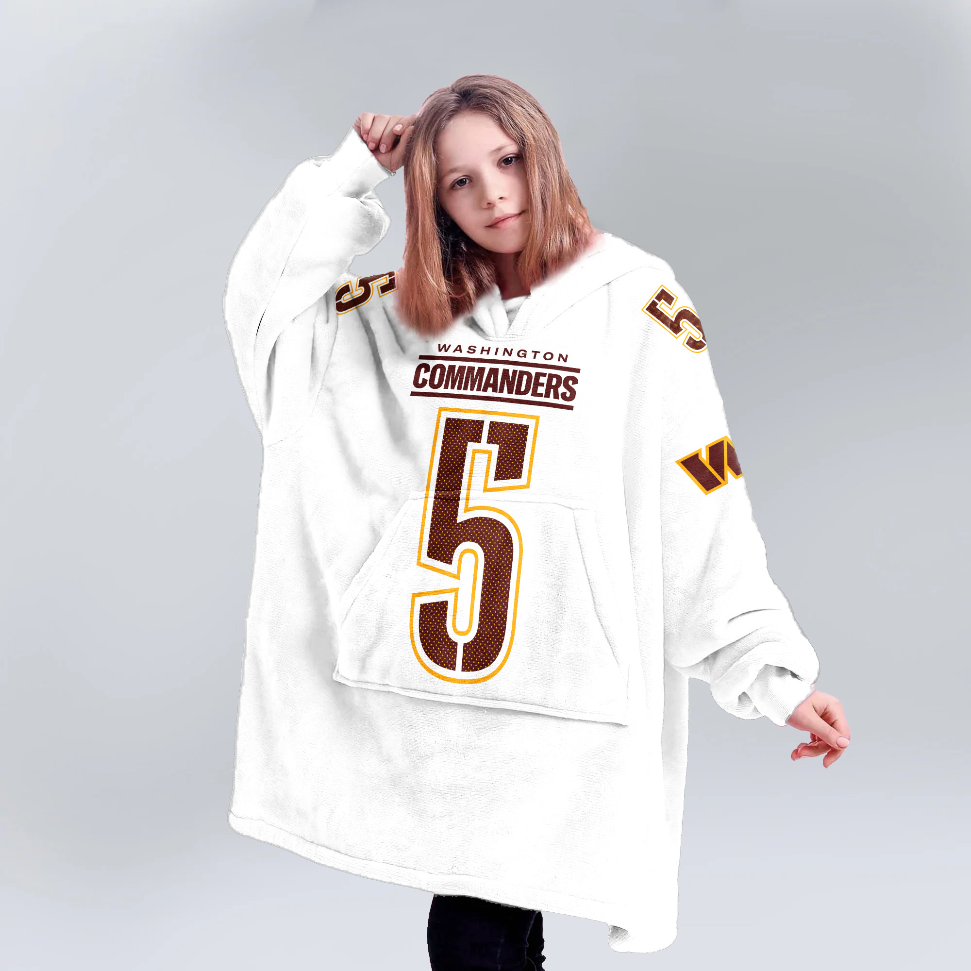 Kid J.D 5 Washington Football Unisex Blanket Hoodie