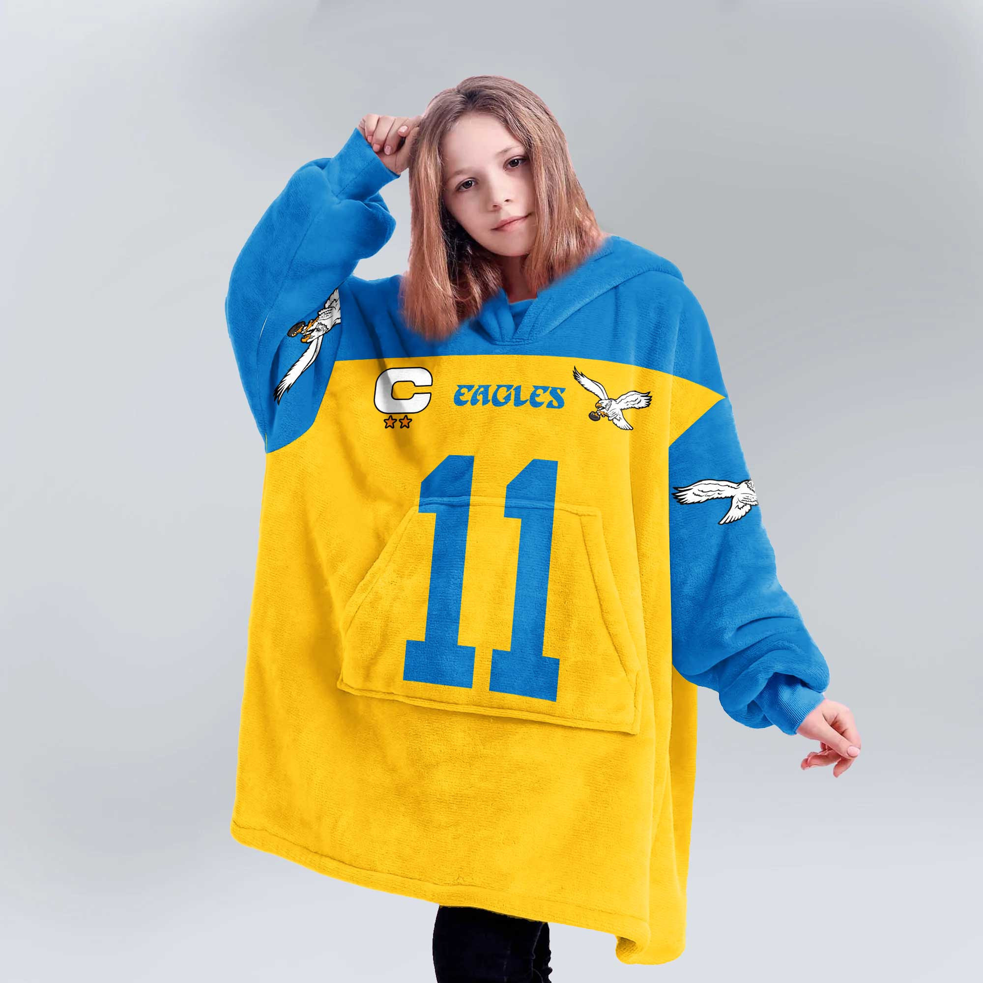 Kid Captain 11 Philadelphia Football Unisex Blanket Hoodie