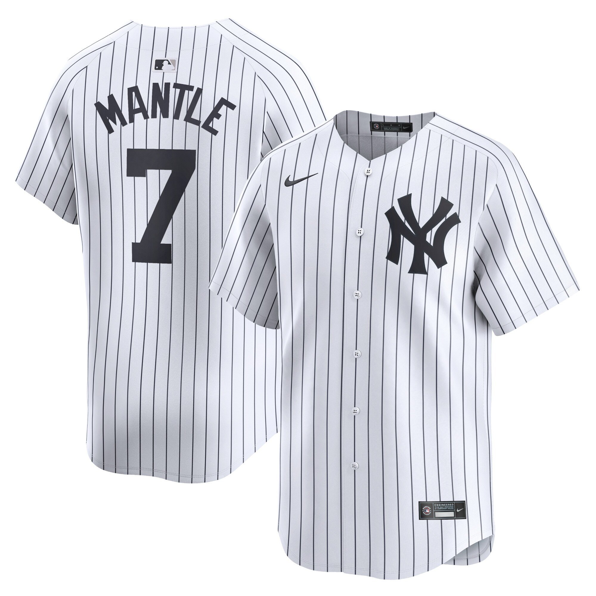 Men's New York Yankees #7 Mickey Mantle  White Home Limited Player Jersey