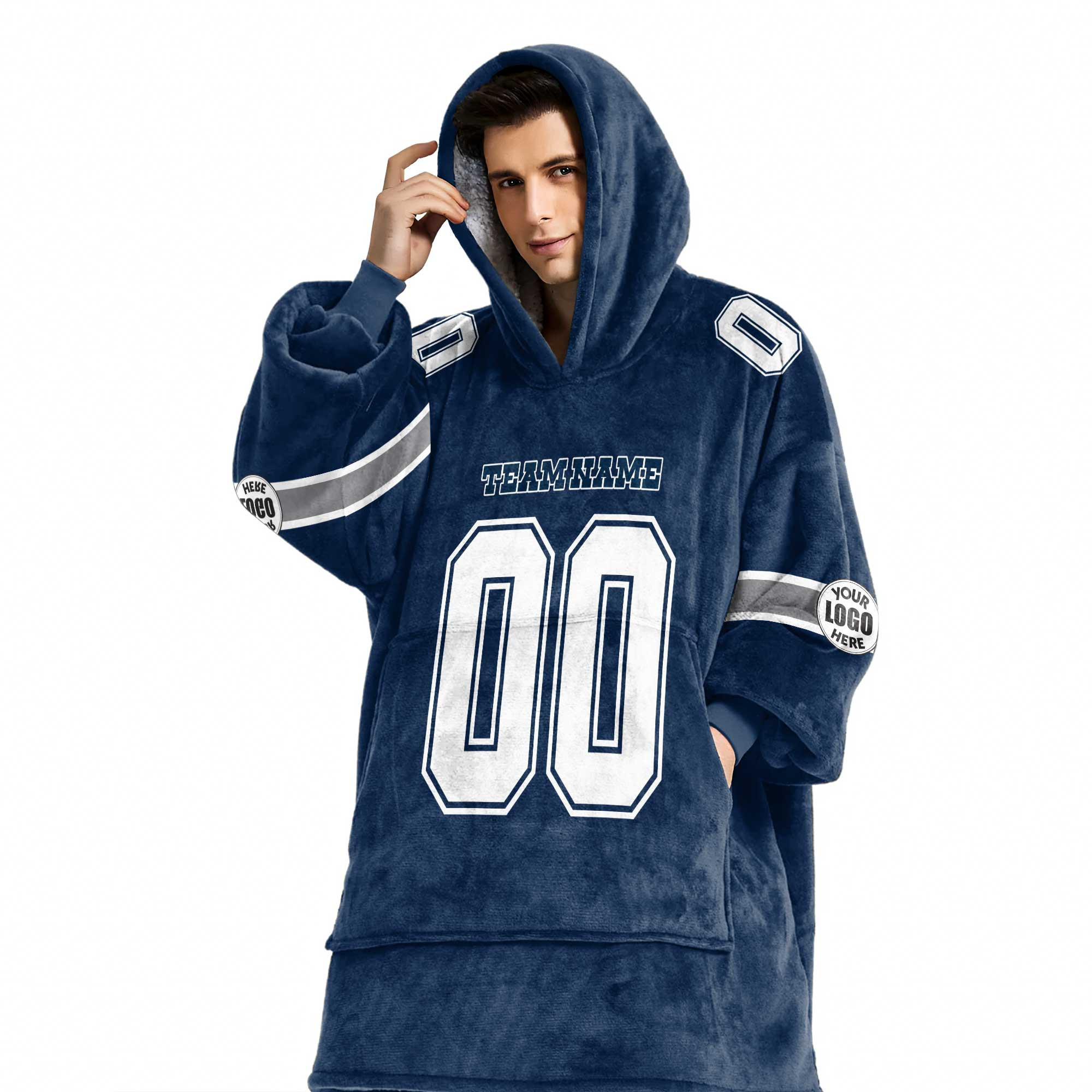 Adult Custom Blanket Hoodie Dallas Inspired Color