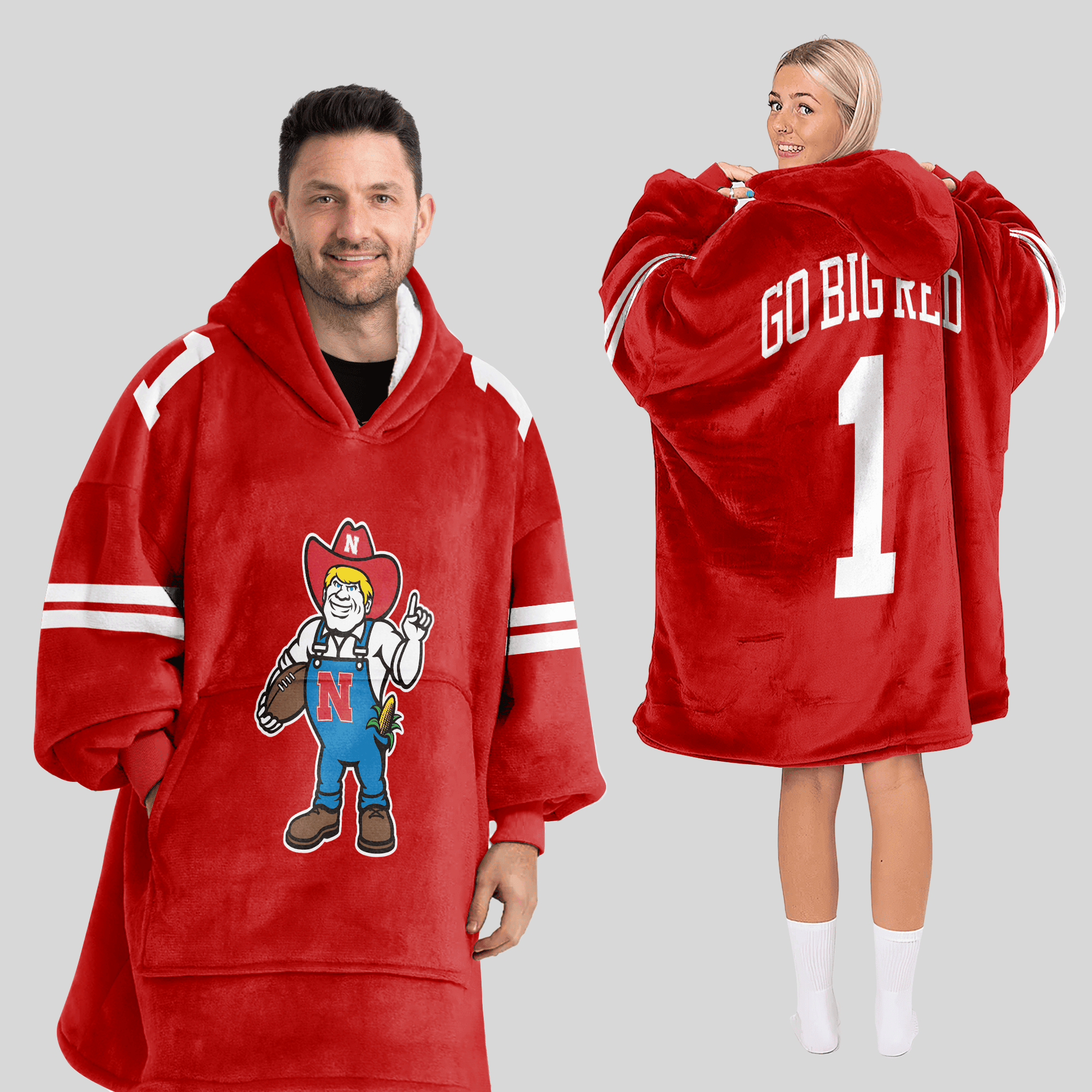 Adult 1 Nebraska Football Unisex Blanket Hoodie