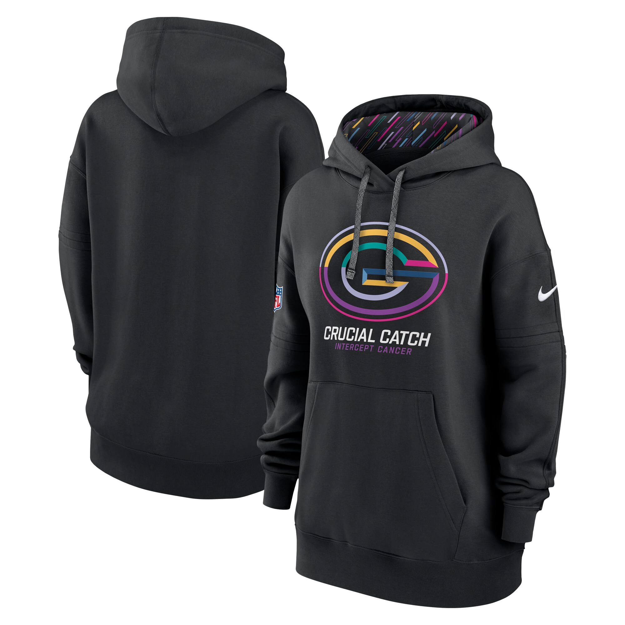 Green Bay Packers Women's 2024 NFL Crucial Catch Club Pullover Hoodie - Black