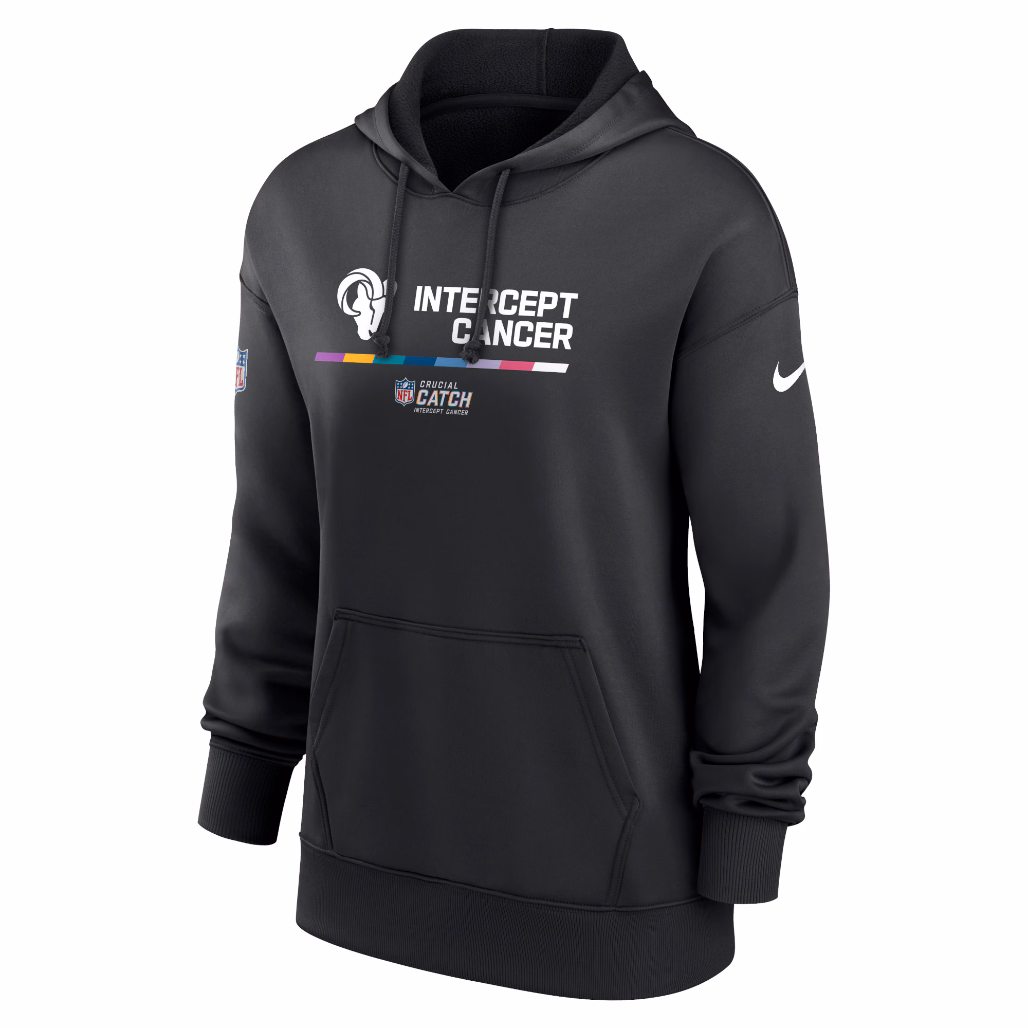Los Angeles Rams Women's 2022 NFL Crucial Catch Therma Performance Pullover Hoodie - Black