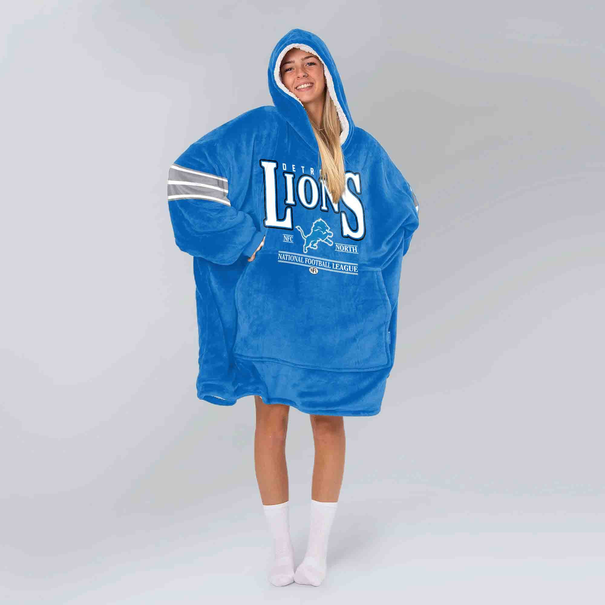 Adult JG 16 Detroit Football Unisex Blanket Hoodie