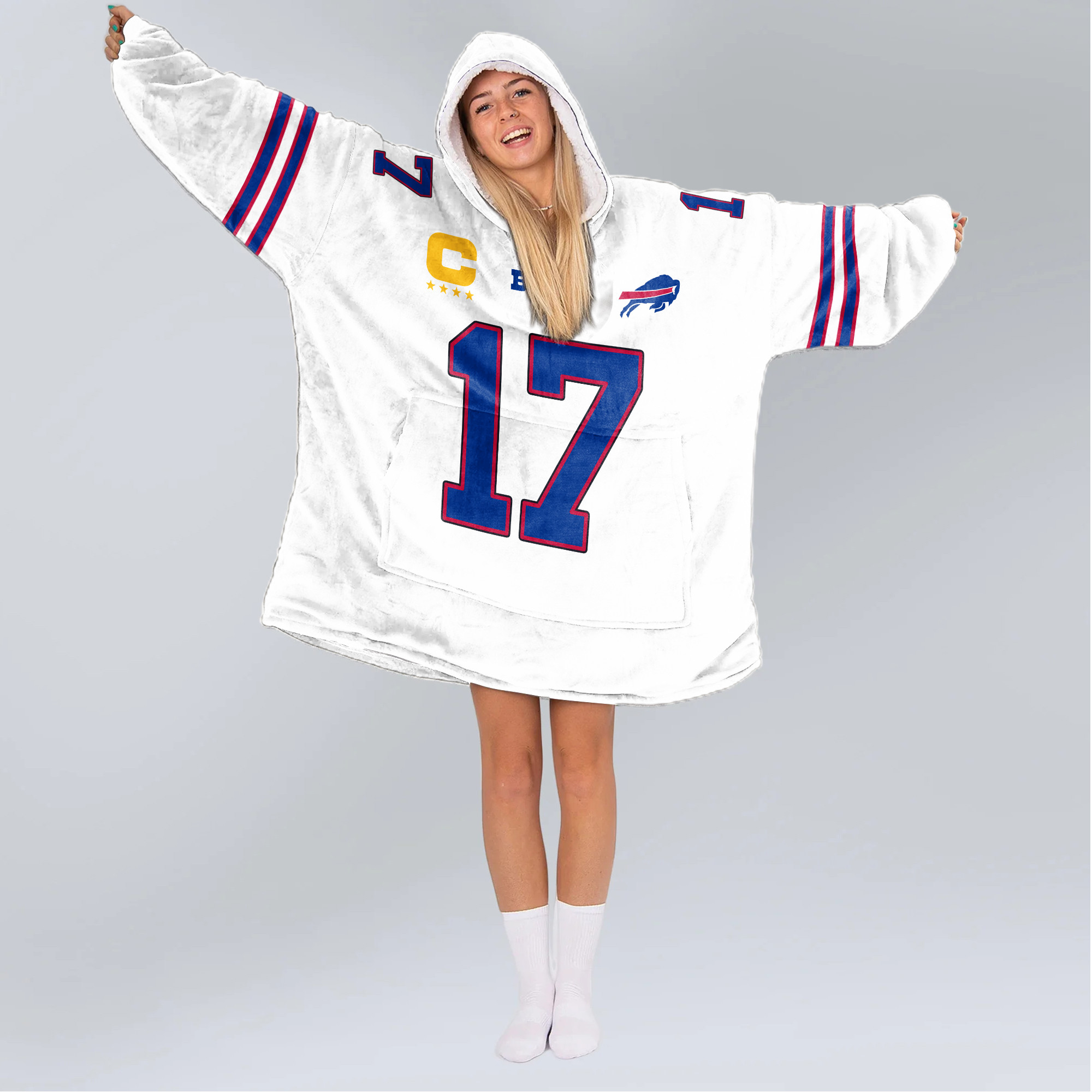 Adult Captain J.A 17 Buffalo Football Unisex Blanket Hoodie