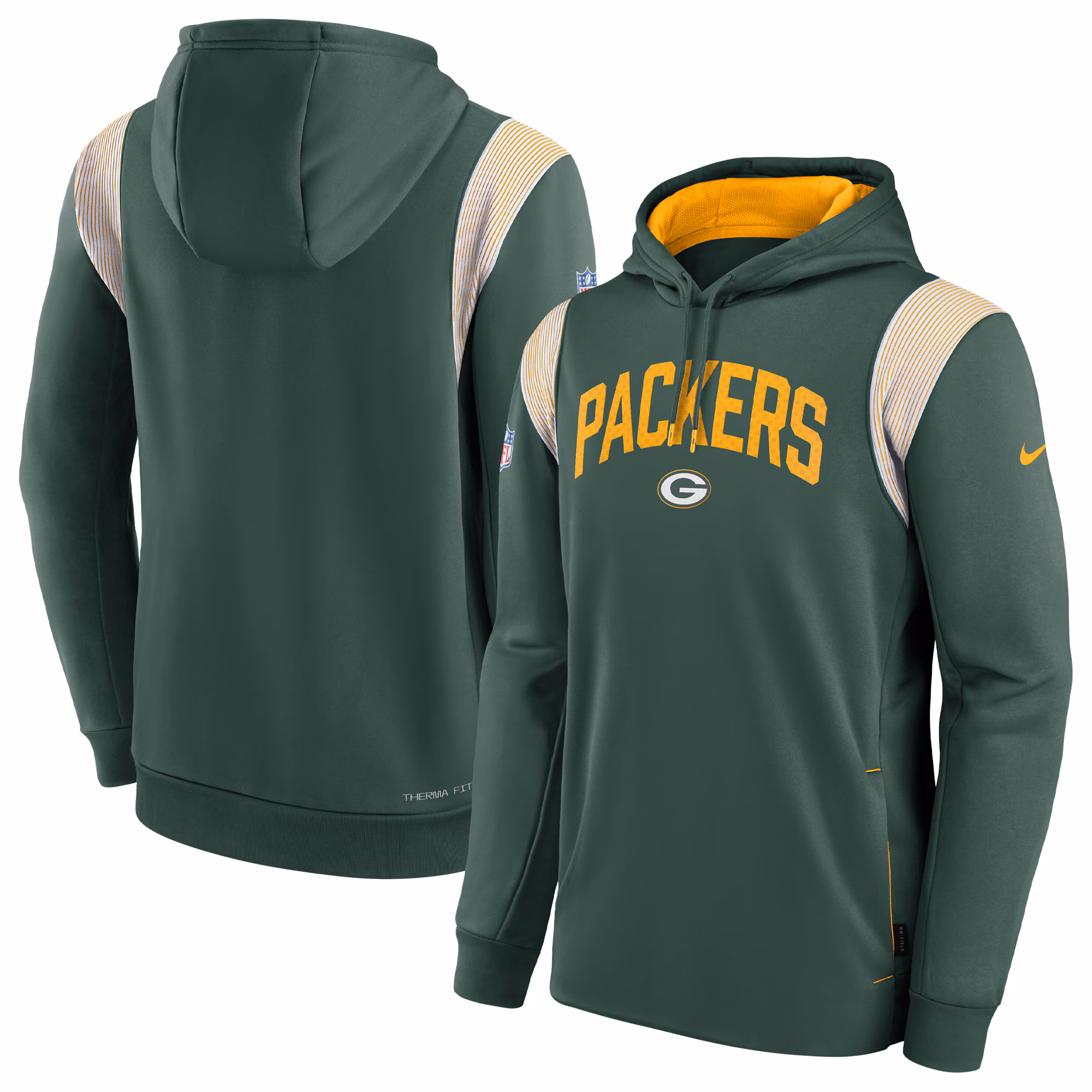 Green Bay Packers Sideline Athletic Stack Performance Pullover Hoodie - Green
