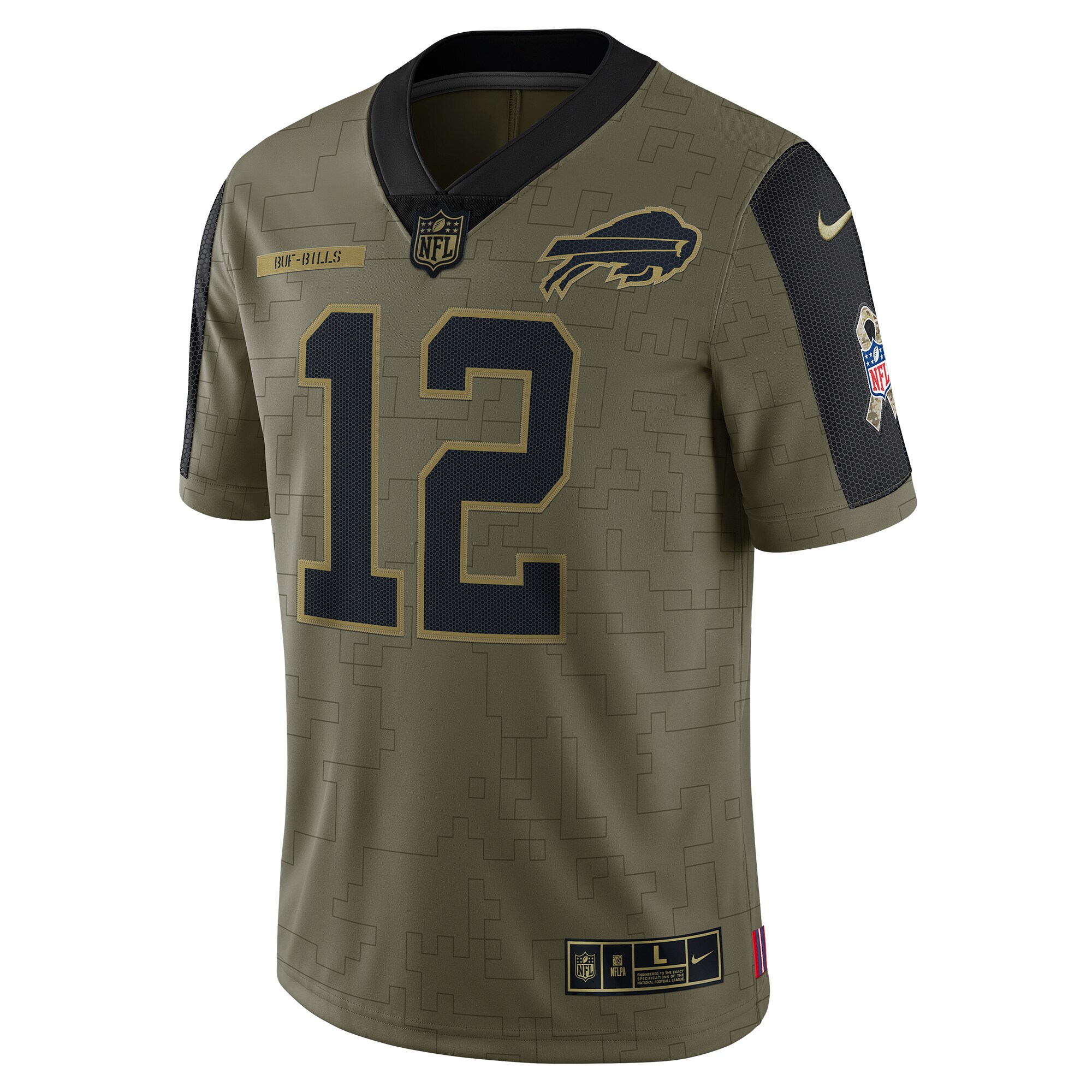 Jim Kelly Buffalo Bills  2021 Salute To Service Retired Player Limited Jersey - Olive