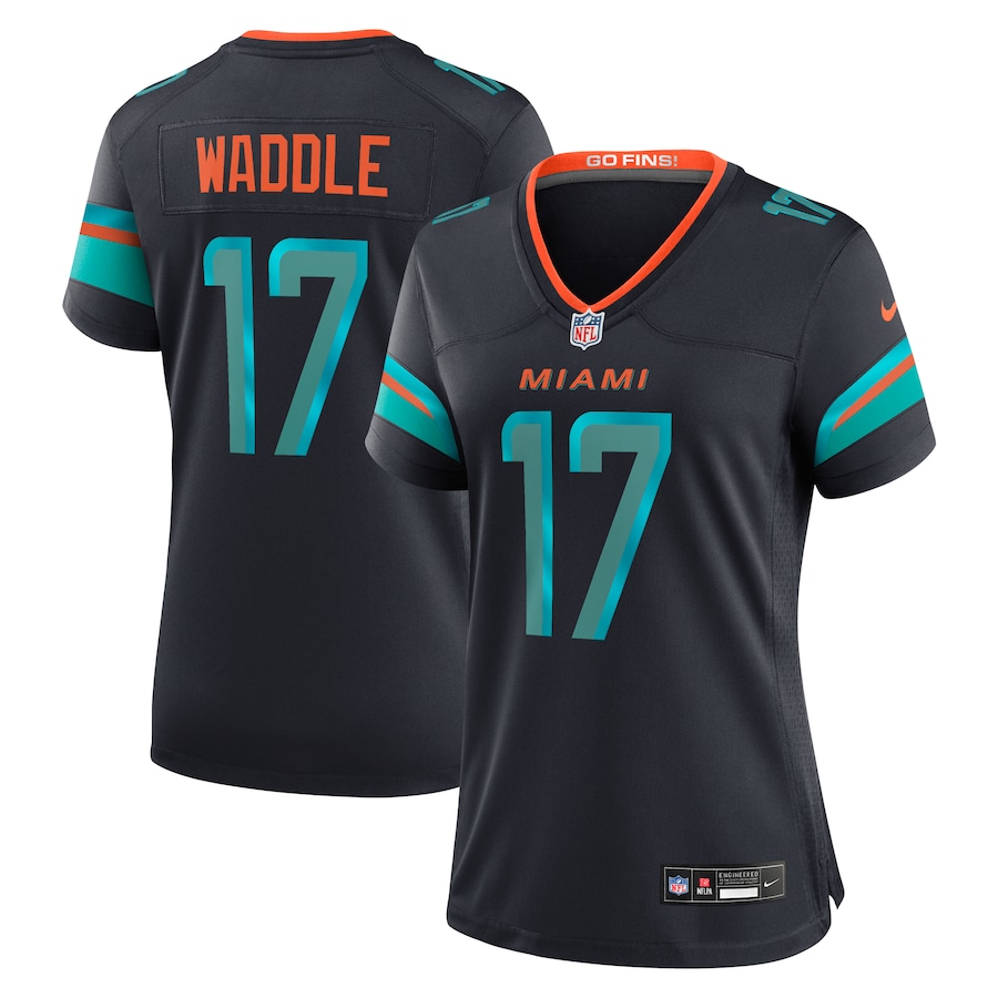 Jaylen Waddle #17 Miami Dolphins Women's 2025 Rivalries Collection Game Jersey - Pitch Blue