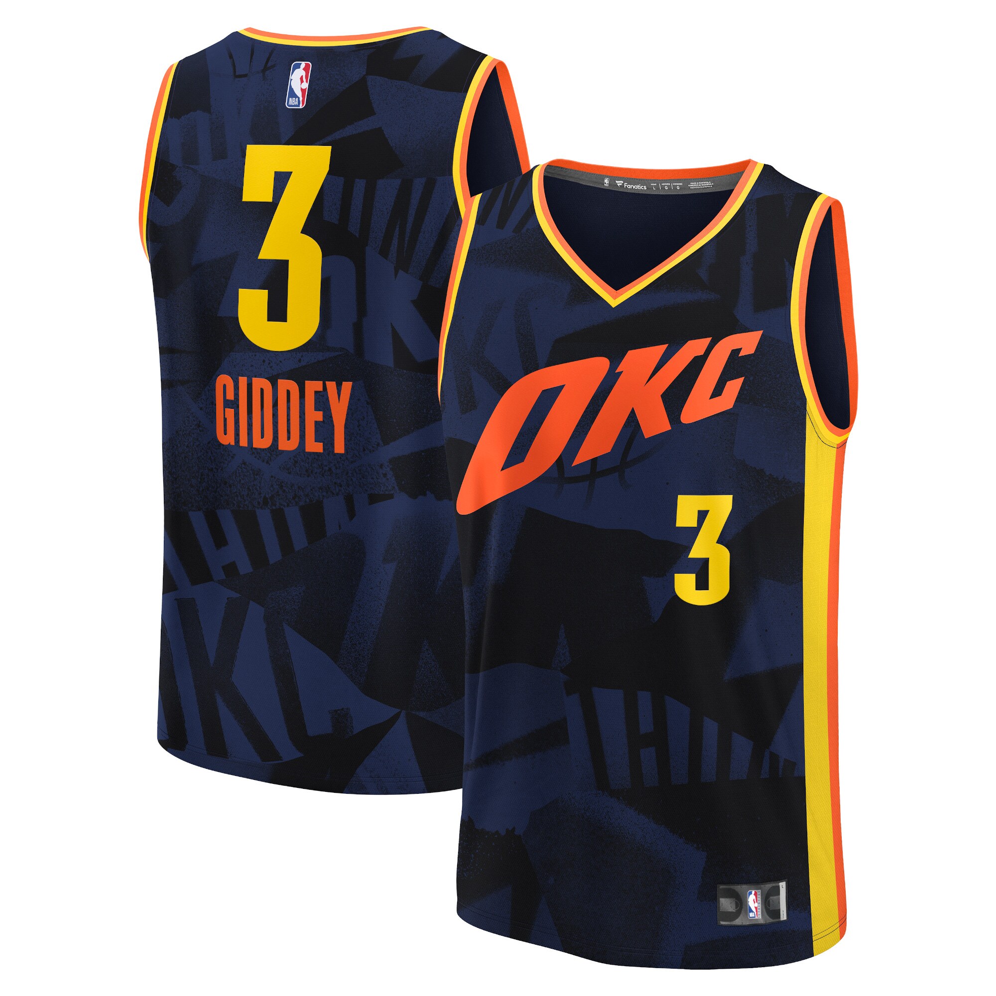 Unisex Oklahoma City Thunder Josh Giddey  Navy 2023/24 Fast Break Jersey - City Edition