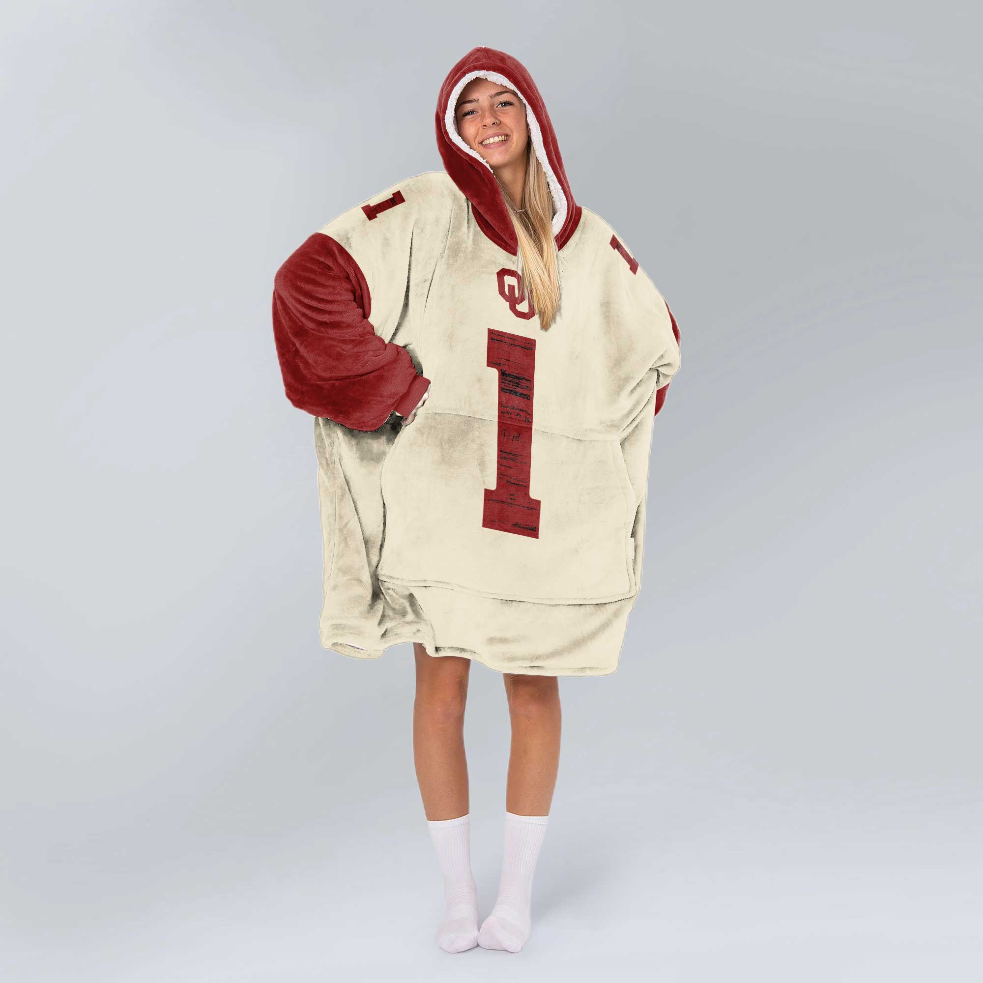 Adult #1 Oklahoma Football Unisex Blanket Hoodie