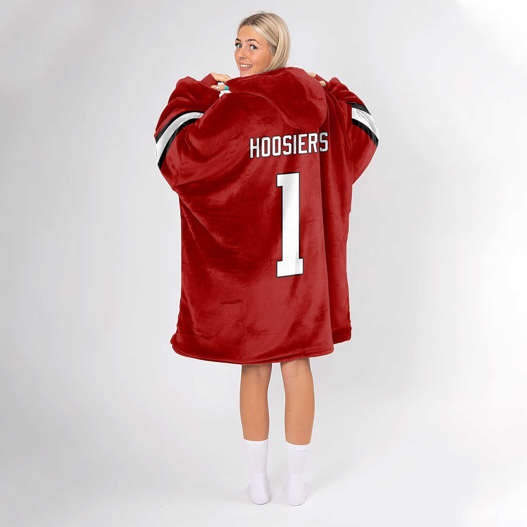 Adult #1 Indiana Football Unisex Blanket Hoodie