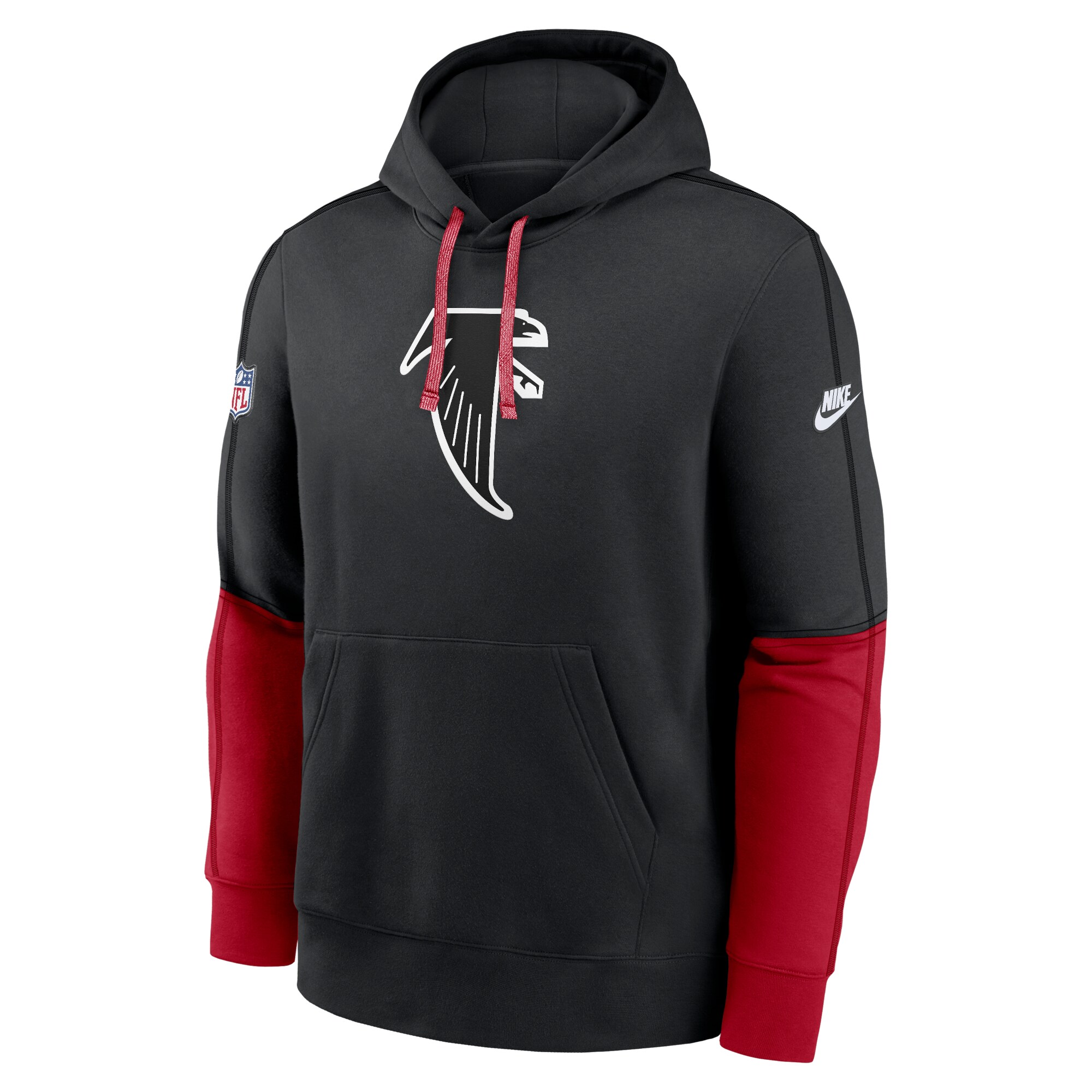 Atlanta Falcons  Throwback Logo Club Tri-Blend Pullover Hoodie - Black